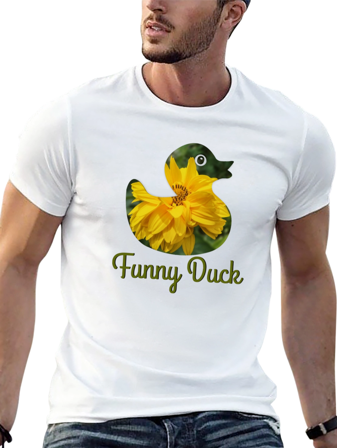 Funny Duck Flower T-Shirt - Novelty Graphic Tee