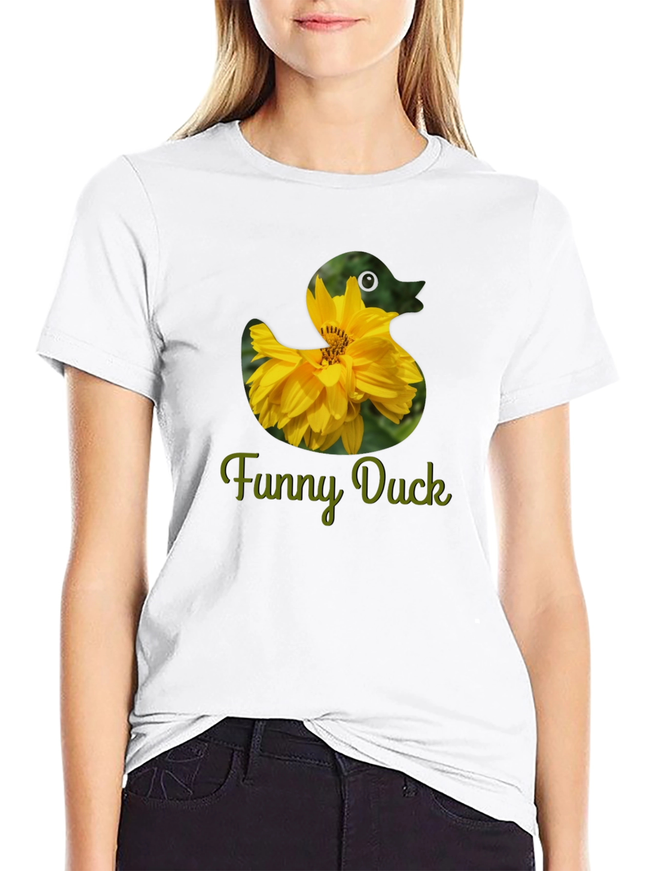 Funny Duck Flower T-Shirt - Novelty Graphic Tee