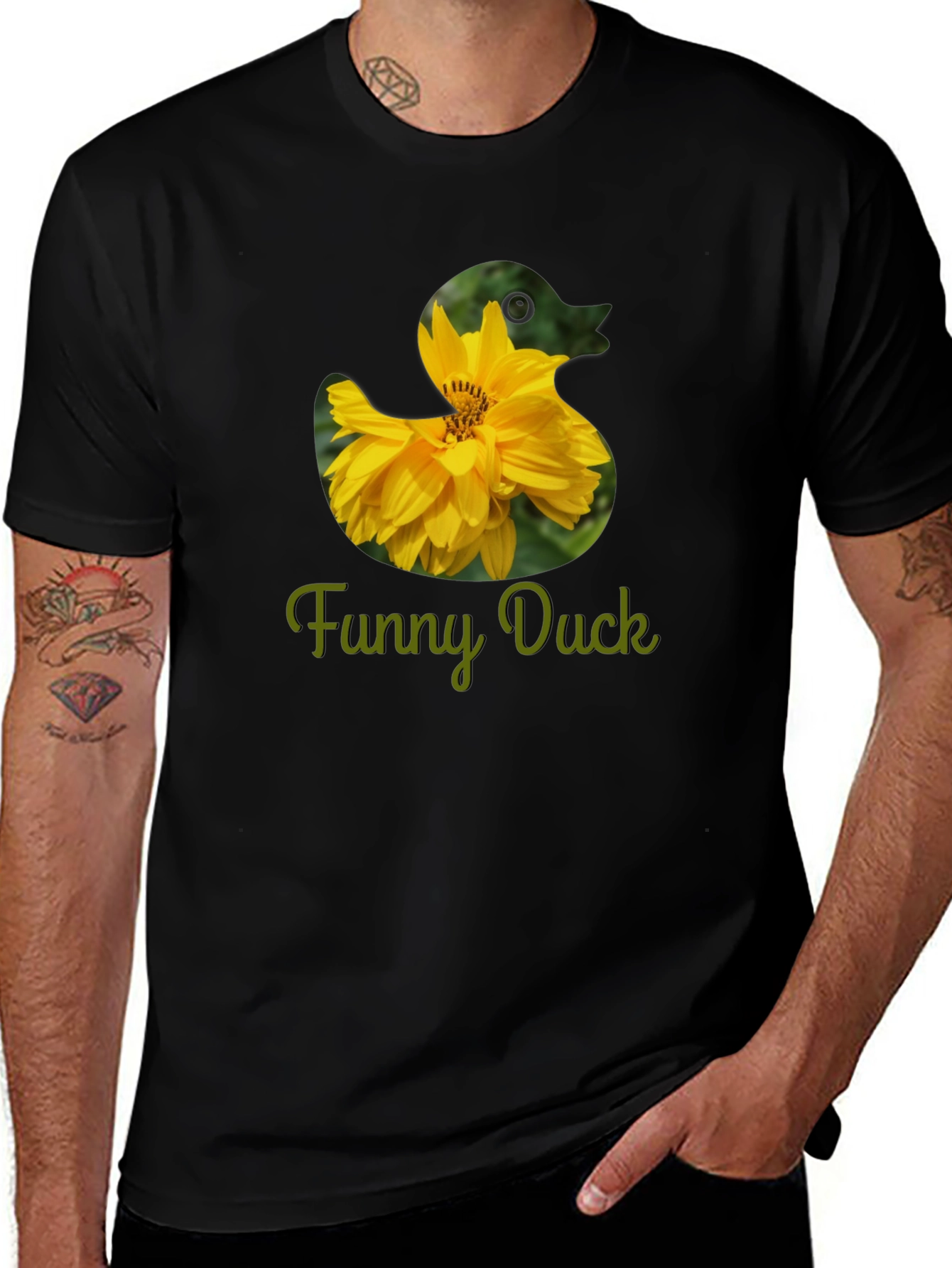 Funny Duck Flower T-Shirt - Novelty Graphic Tee