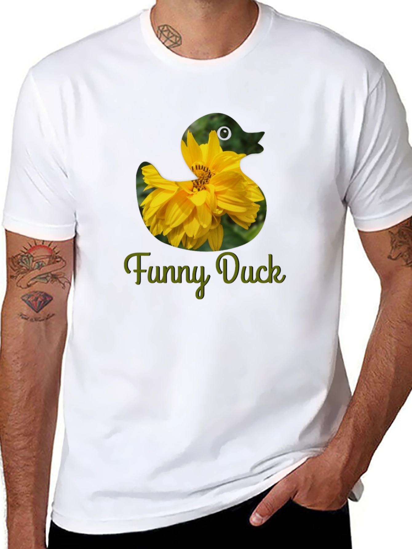 Funny Duck Flower T-Shirt - Novelty Graphic Tee