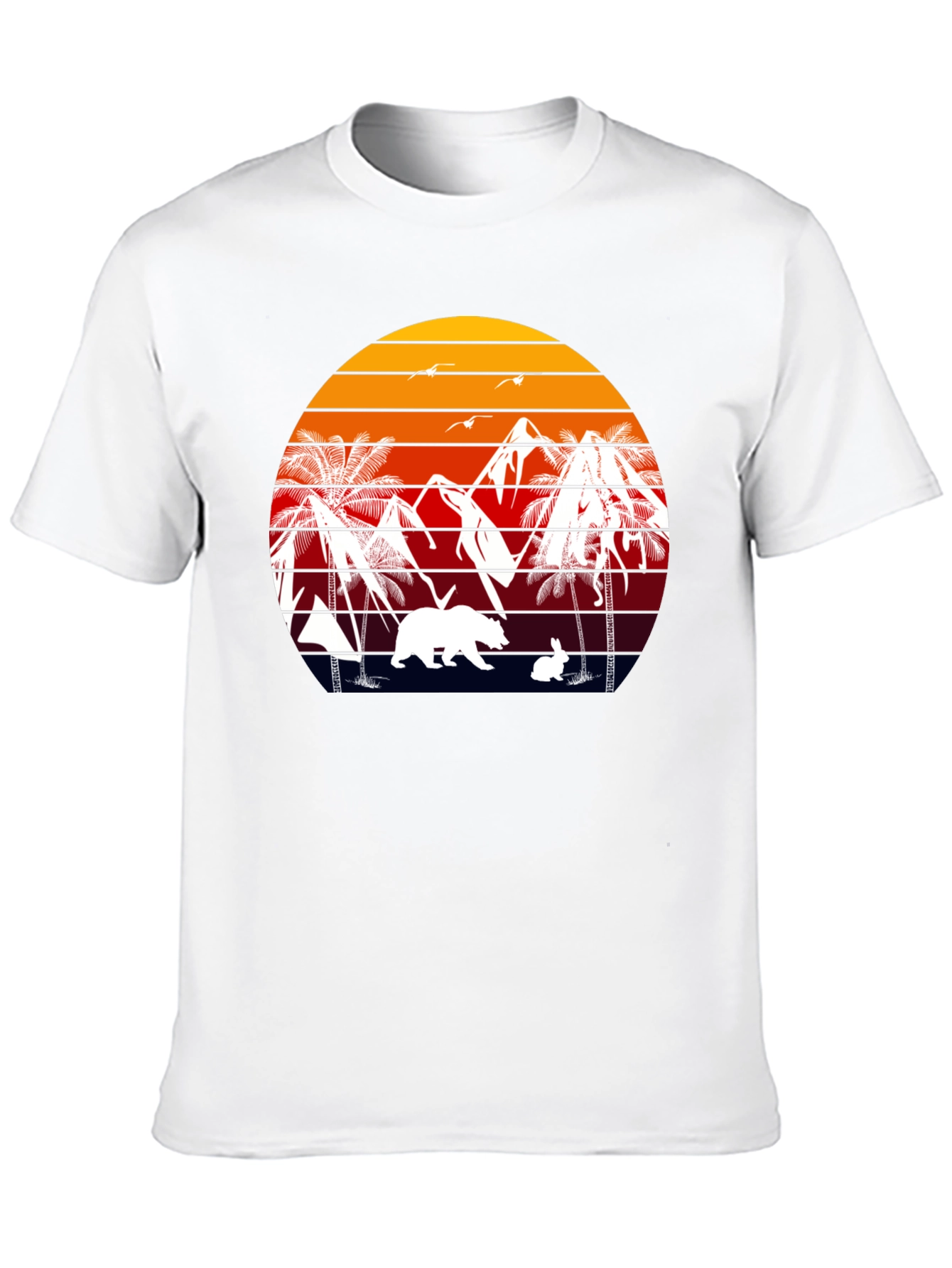 Retro Sunset Bear & Bunny Graphic Tee