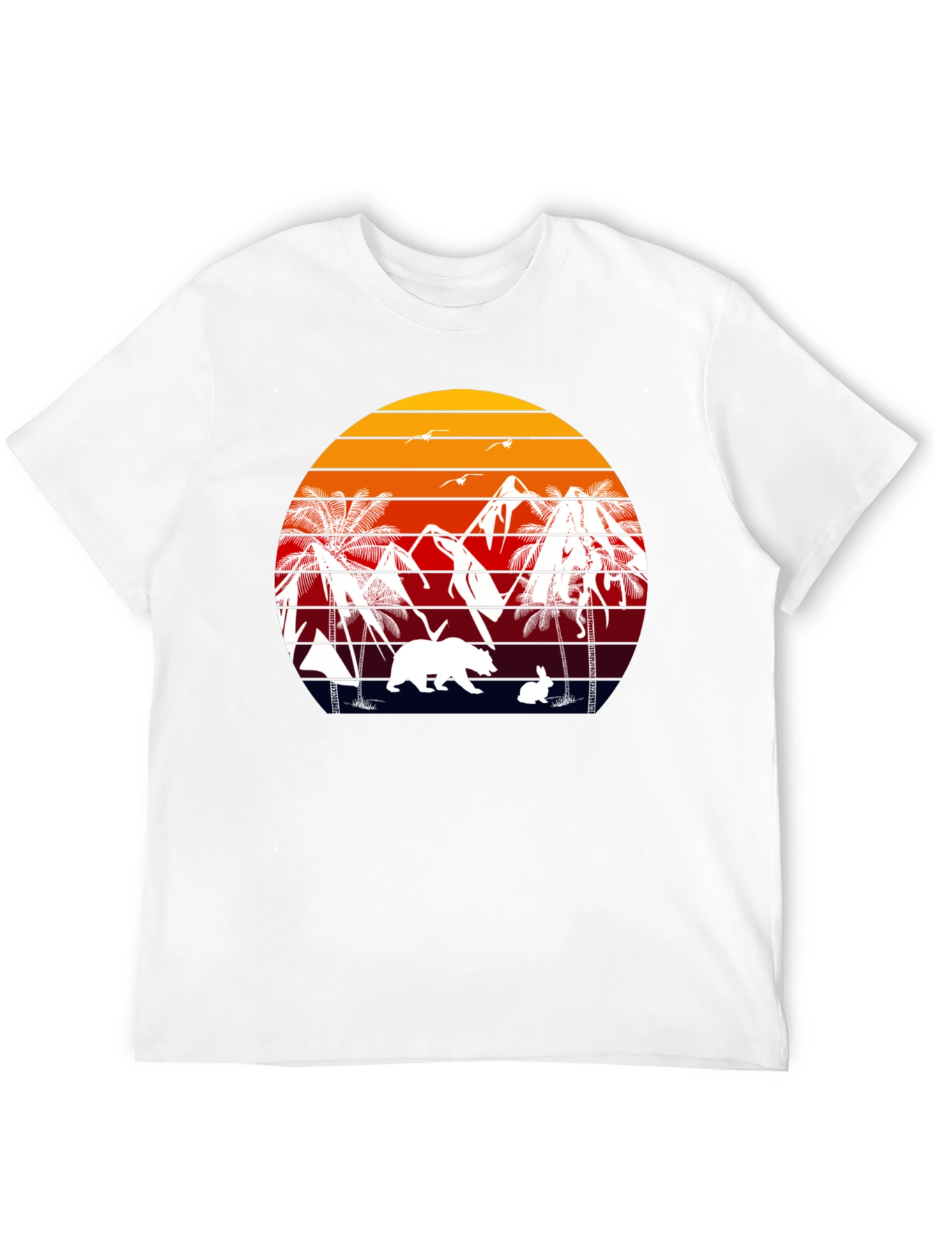 Retro Sunset Bear & Bunny Graphic Tee