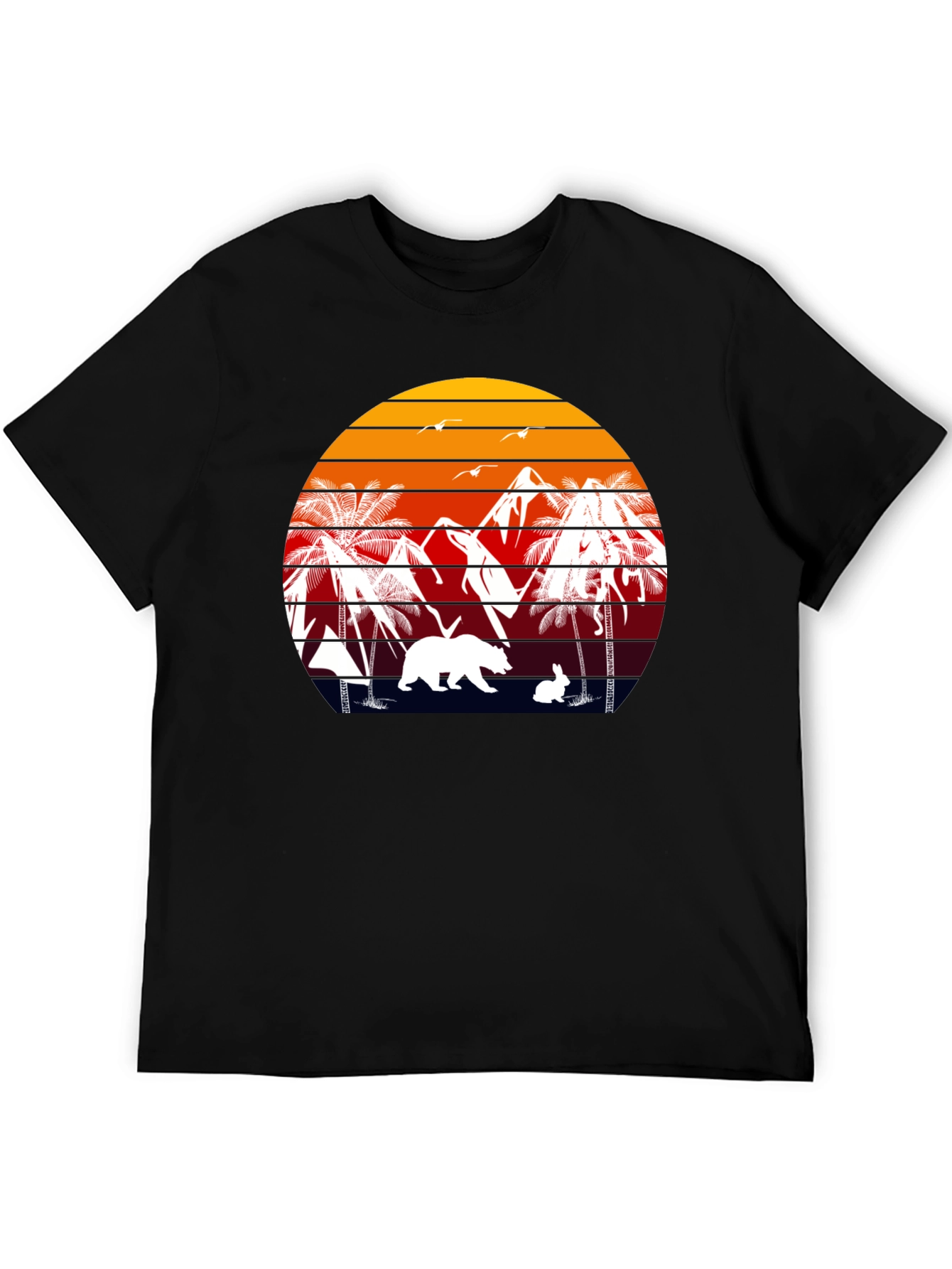Retro Sunset Bear & Bunny Graphic Tee