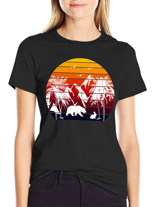 Retro Sunset Bear & Bunny Graphic Tee