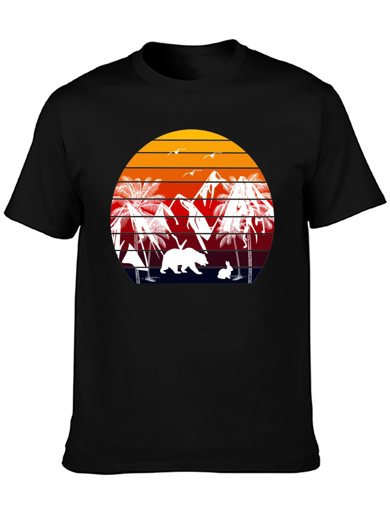Retro Sunset Bear & Bunny Graphic Tee