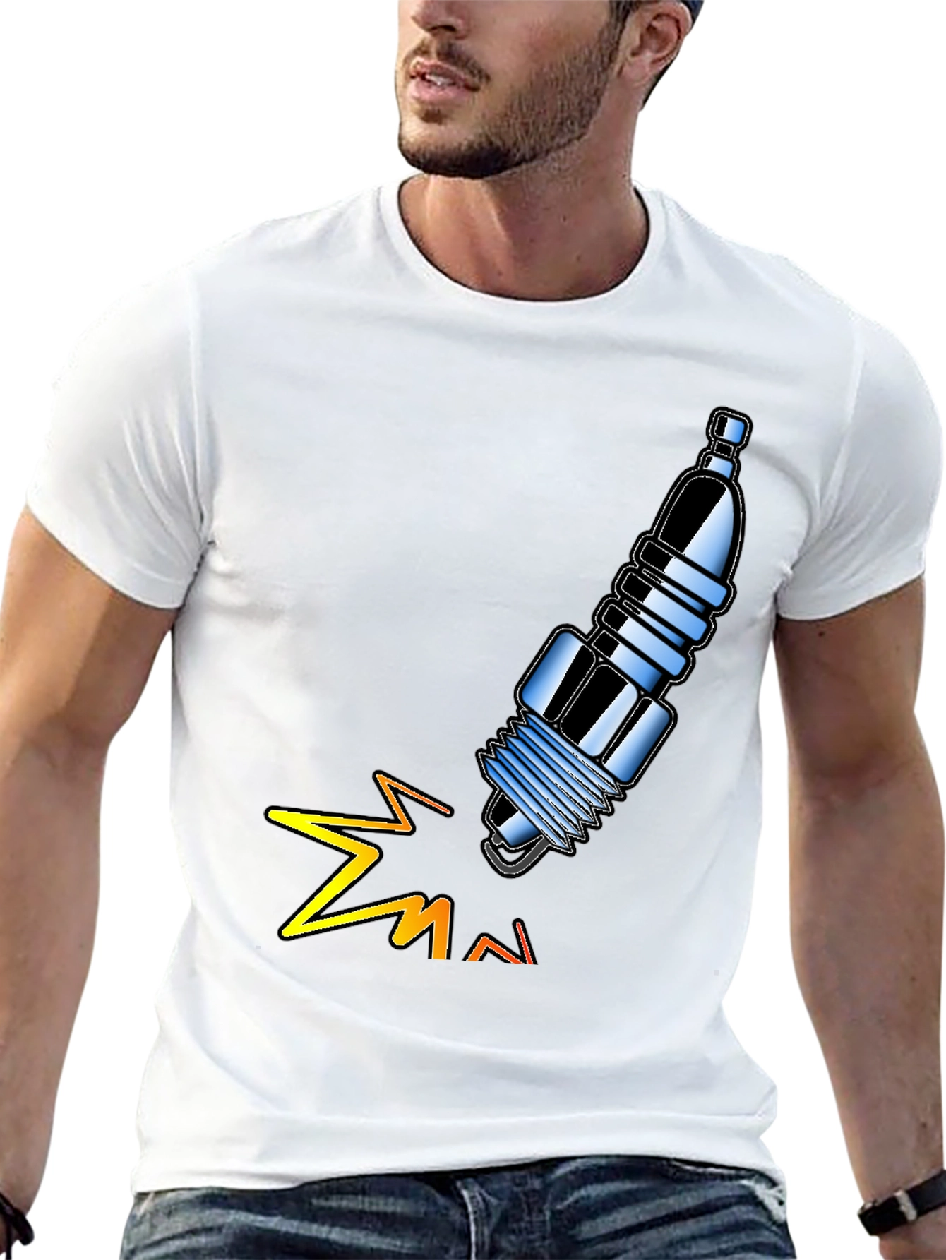 Spark Plug Graphic Tee - Black Cotton T-Shirt