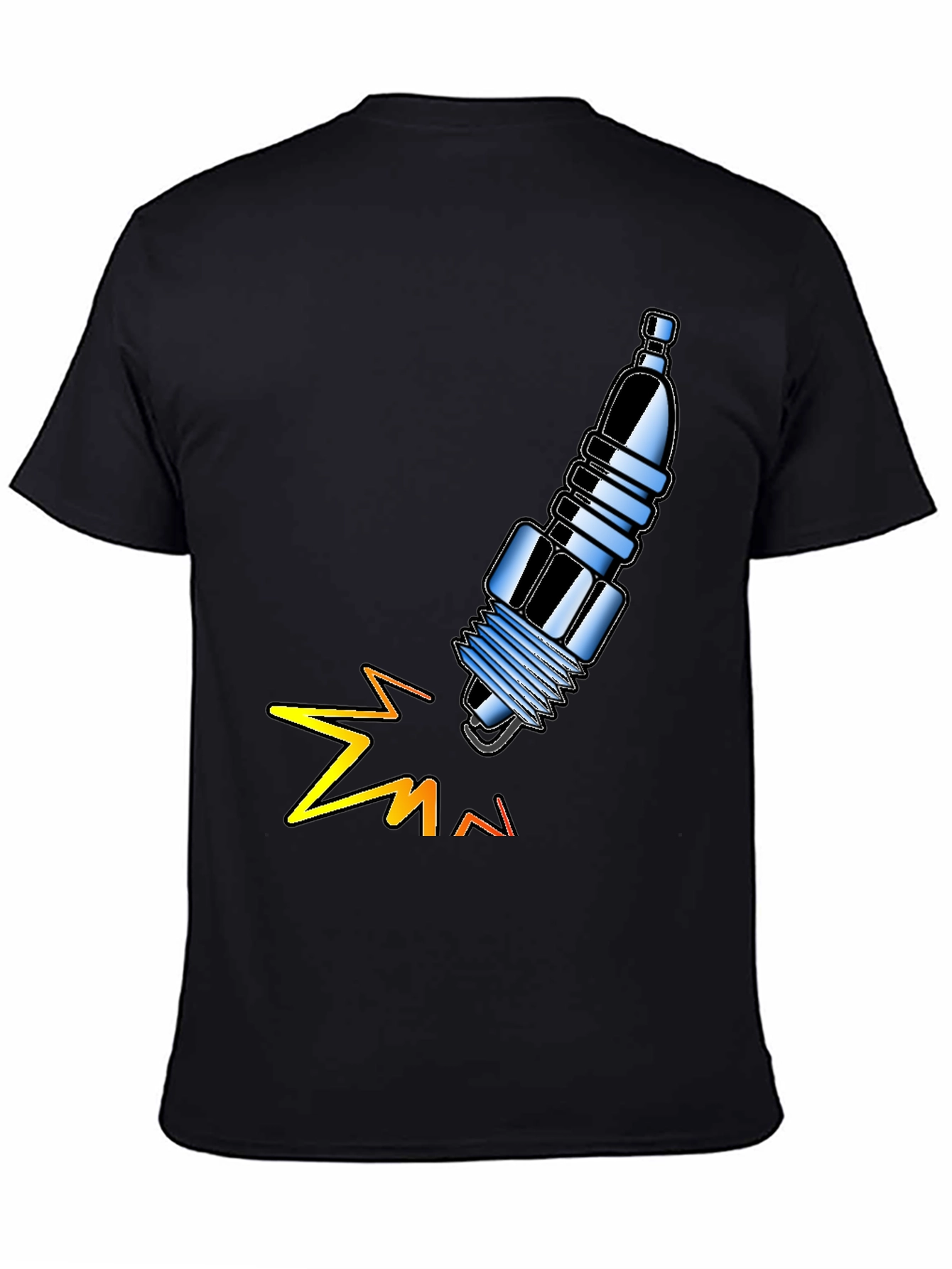 Spark Plug Graphic Tee - Black Cotton T-Shirt