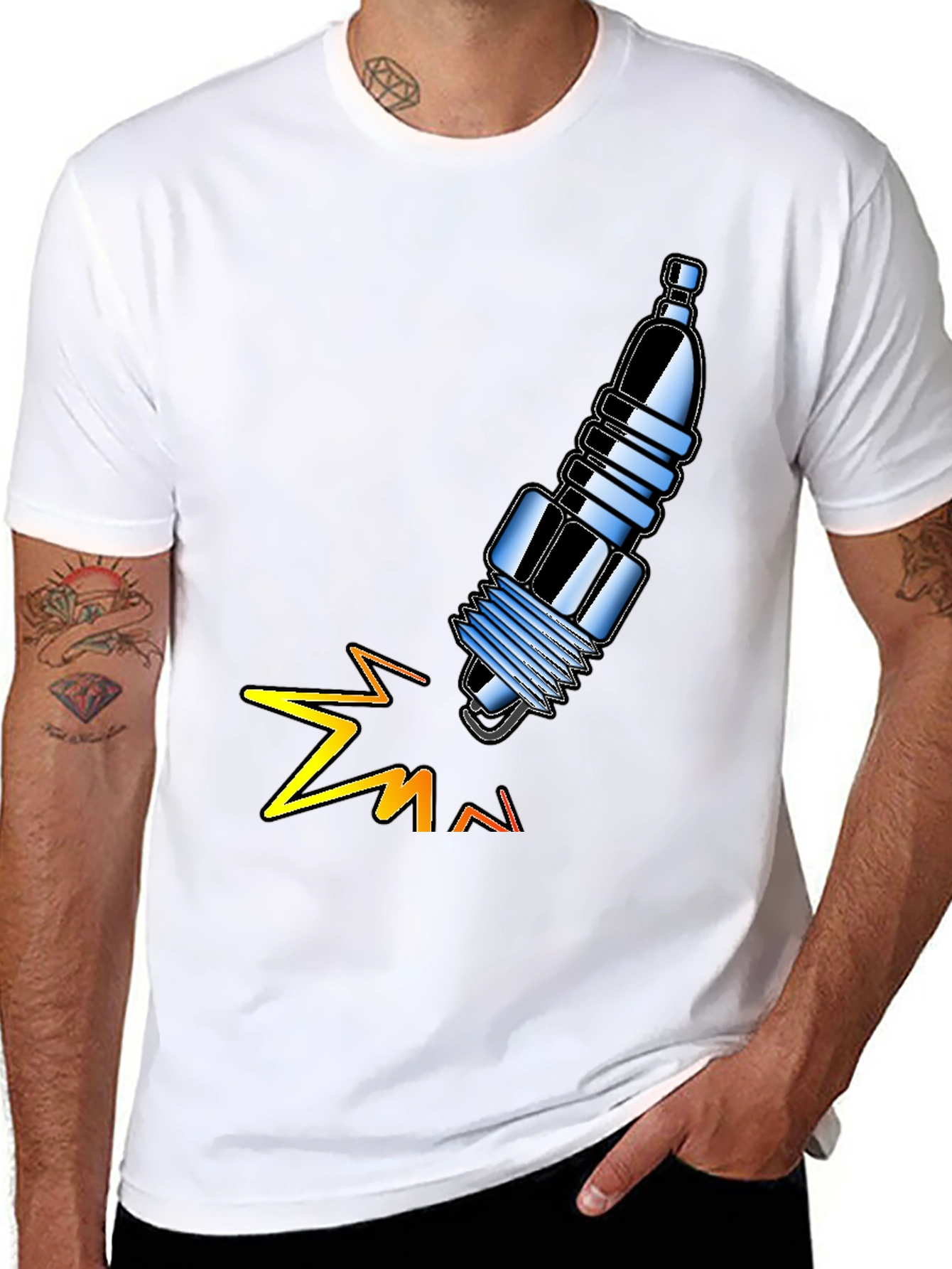 Spark Plug Graphic Tee - Black Cotton T-Shirt
