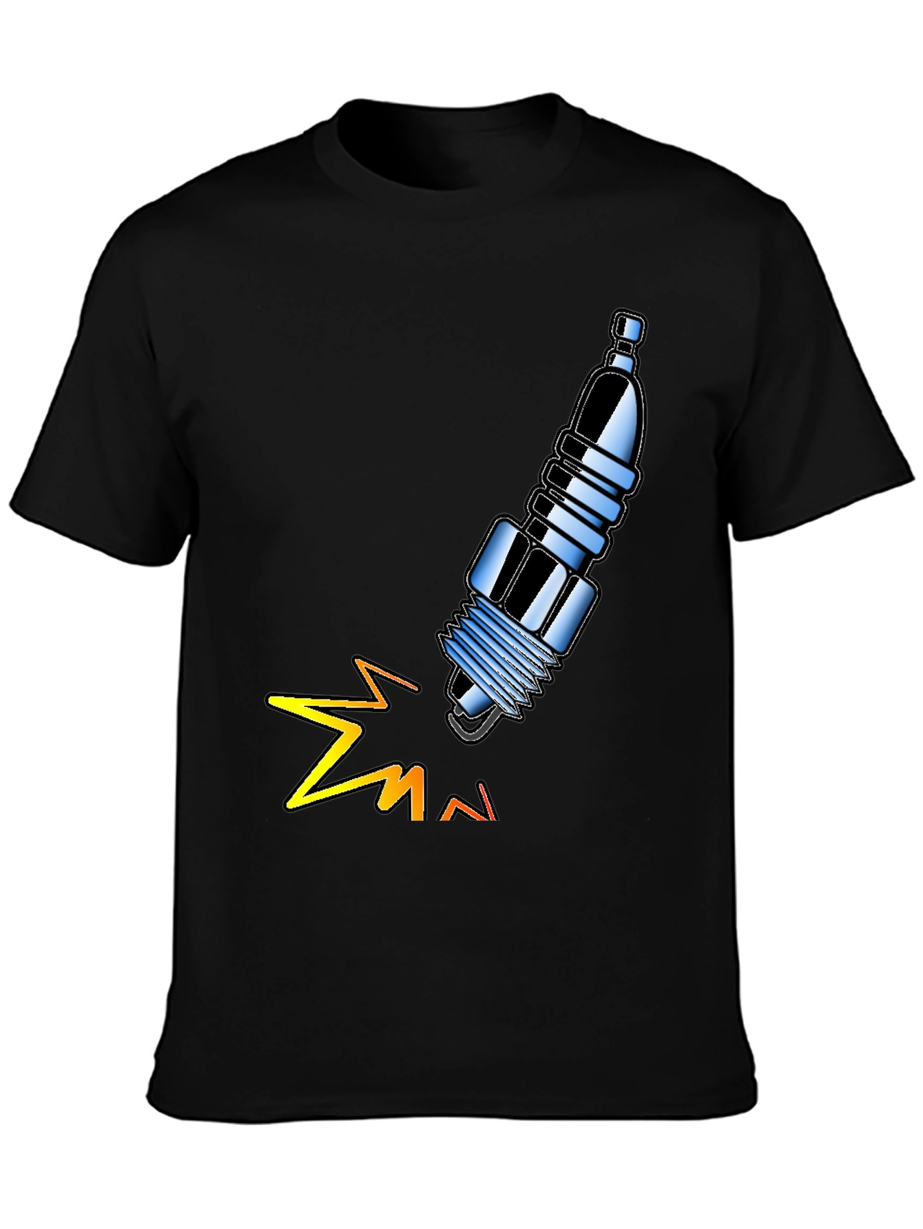 Spark Plug Graphic Tee - Black Cotton T-Shirt