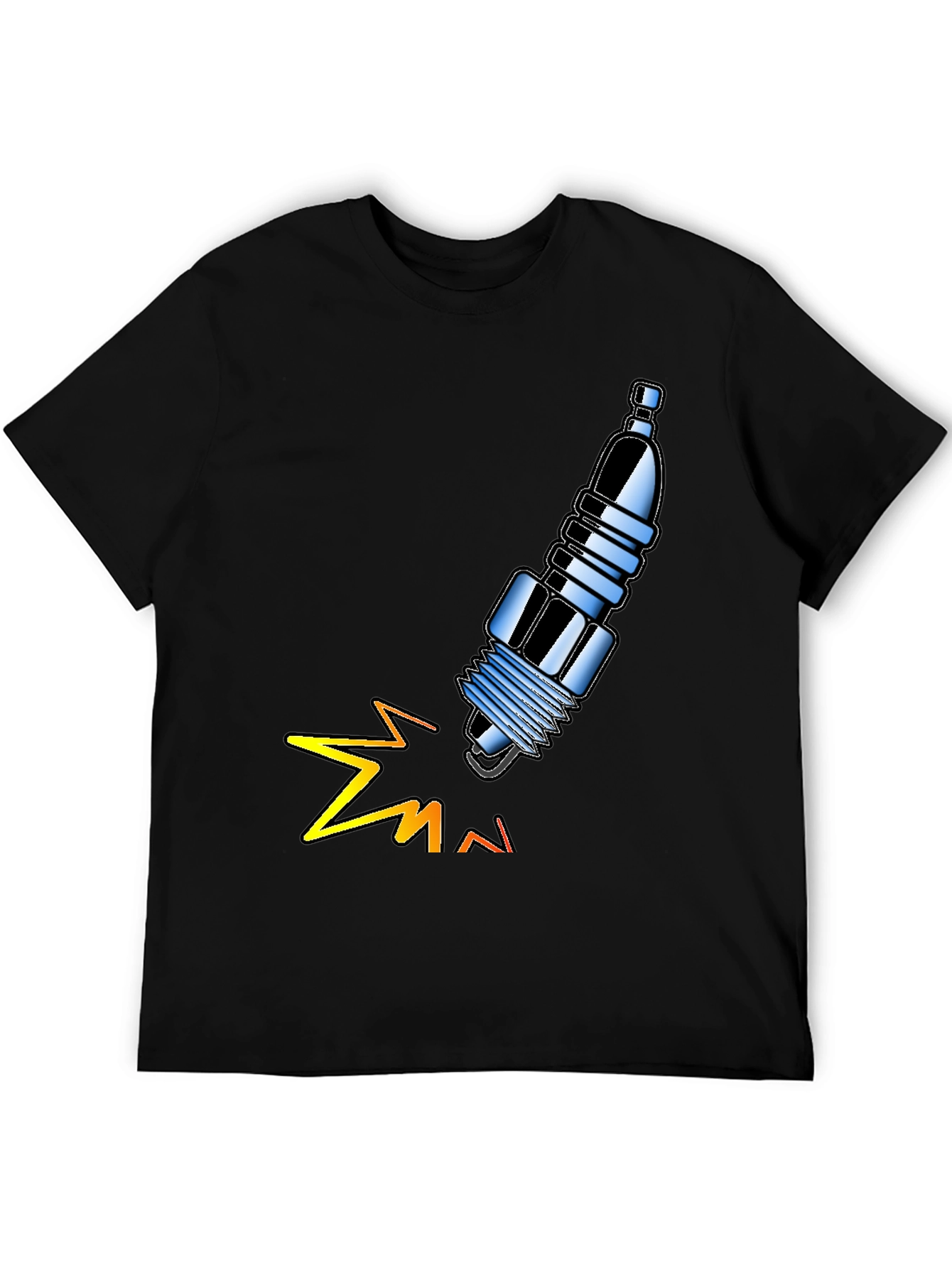 Spark Plug Graphic Tee - Black Cotton T-Shirt