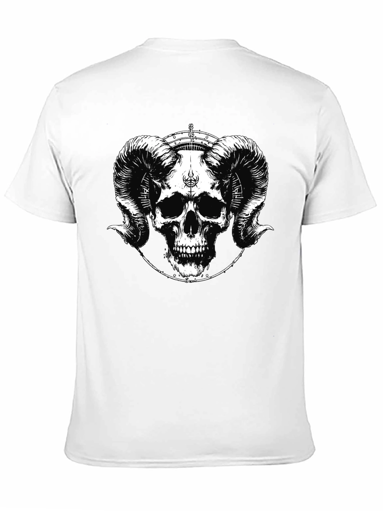 Skull & Horn Graphic Tee - Black Cotton