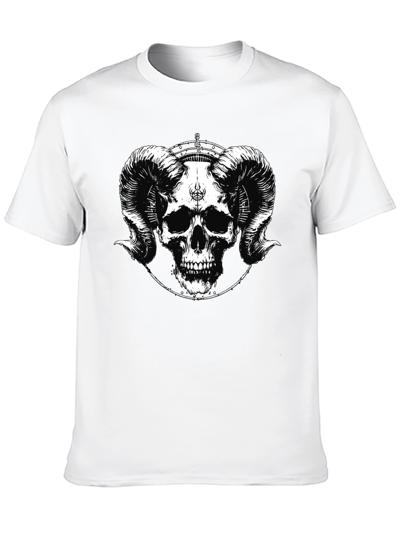Skull & Horn Graphic Tee - Black Cotton