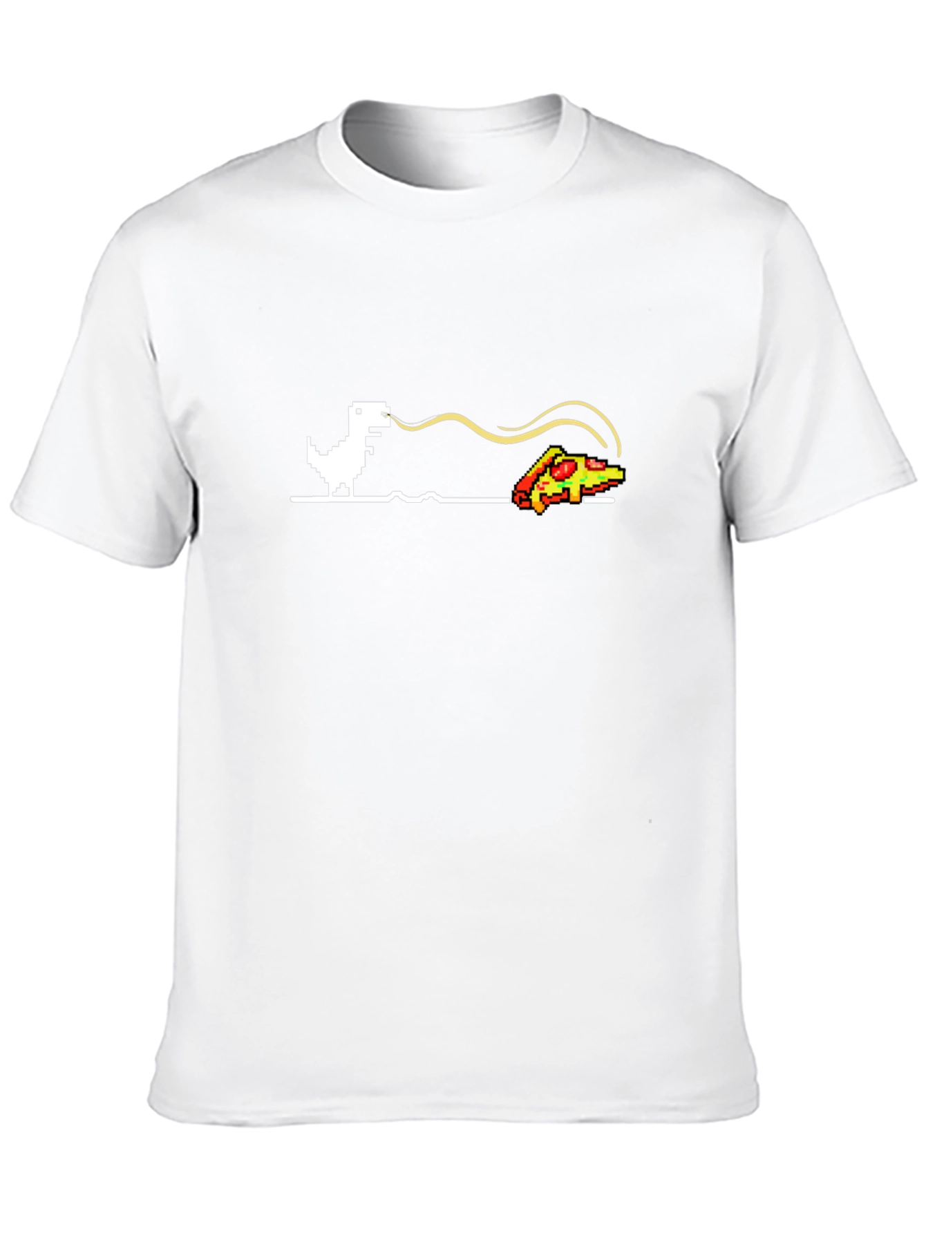 Pixel Dinosaur Pizza Run Black T-Shirt