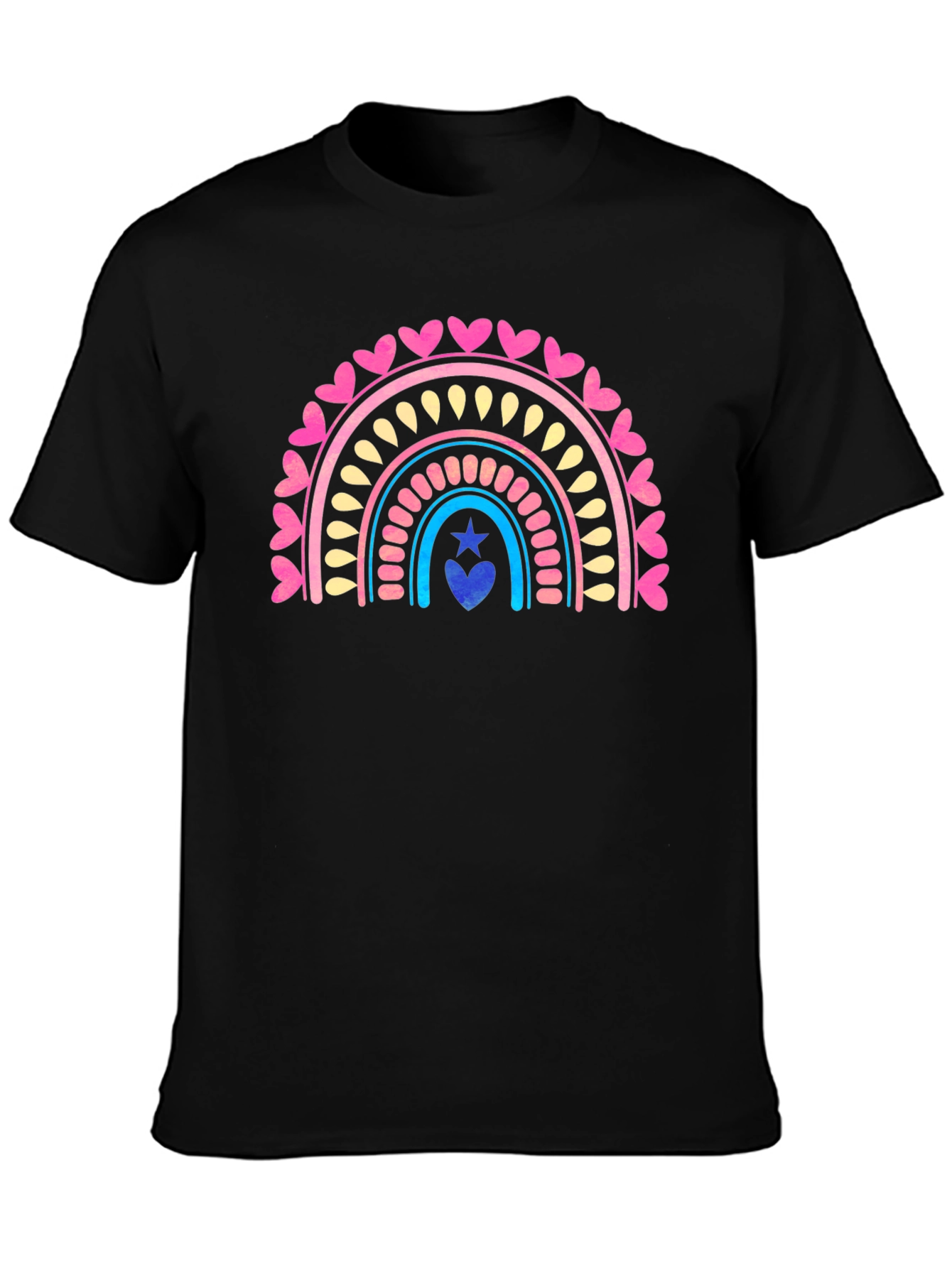 Heart Rainbow Graphic Tee - Stylish Casual Comfort