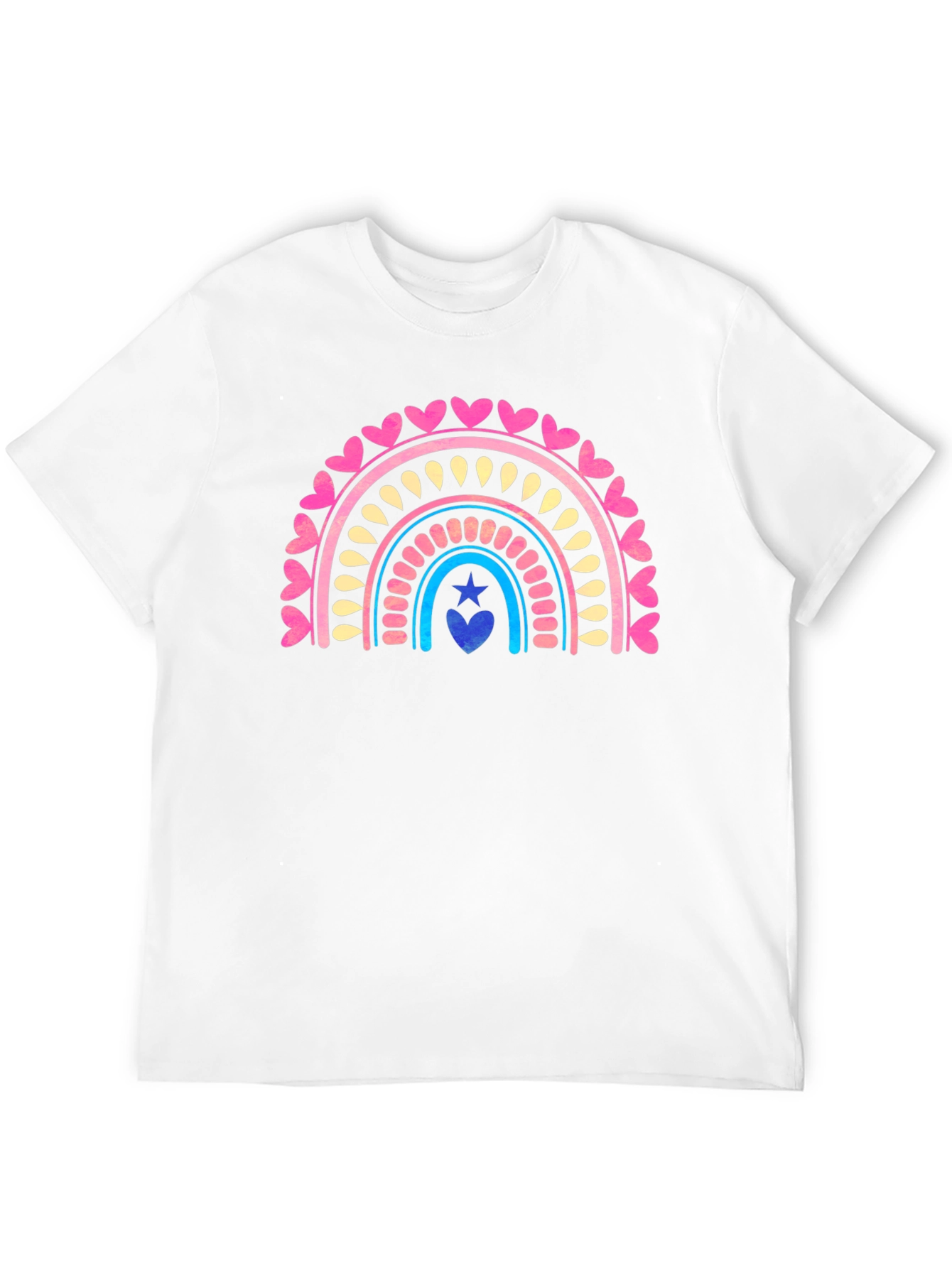Heart Rainbow Graphic Tee - Stylish Casual Comfort