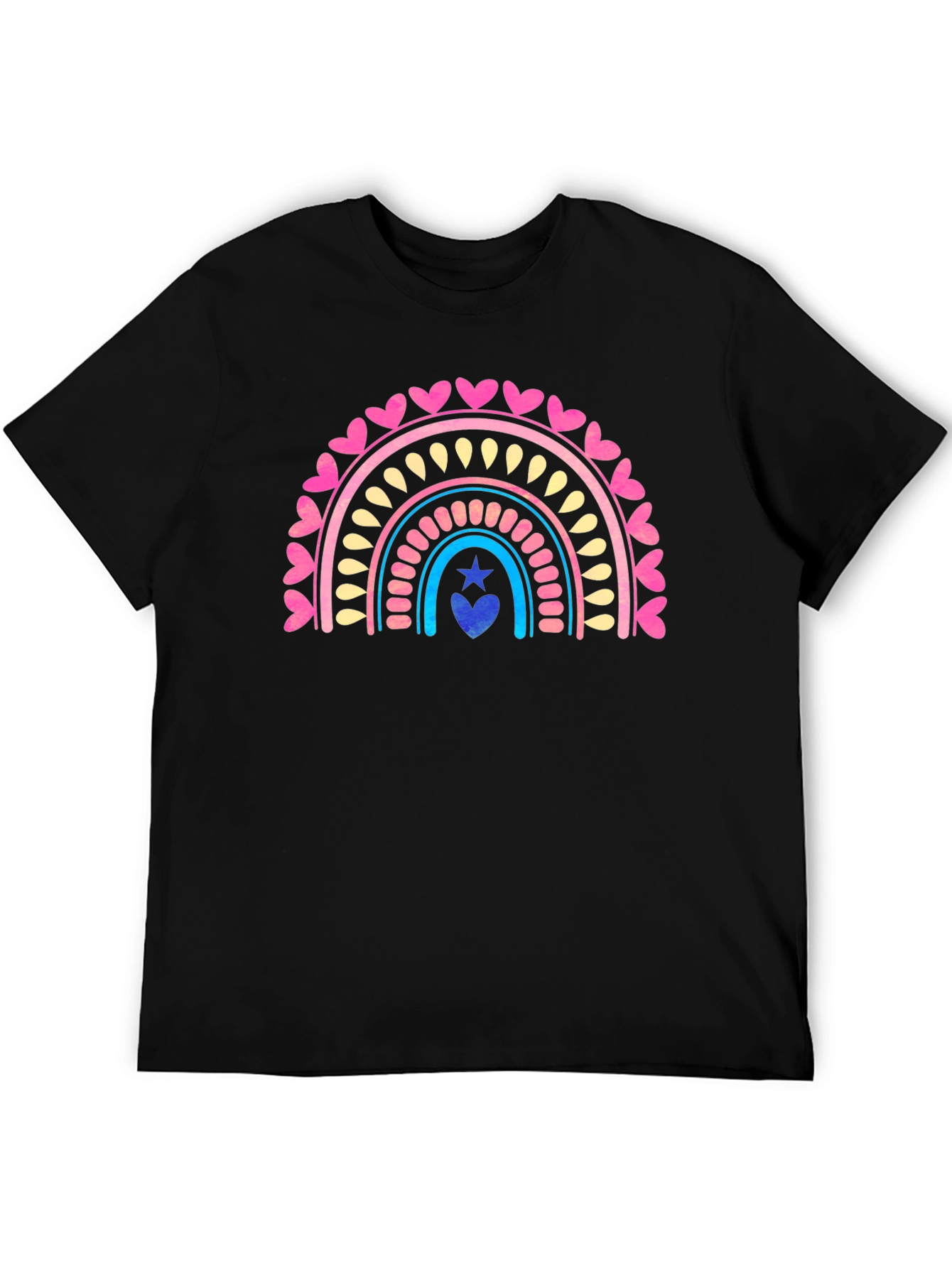 Heart Rainbow Graphic Tee - Stylish Casual Comfort