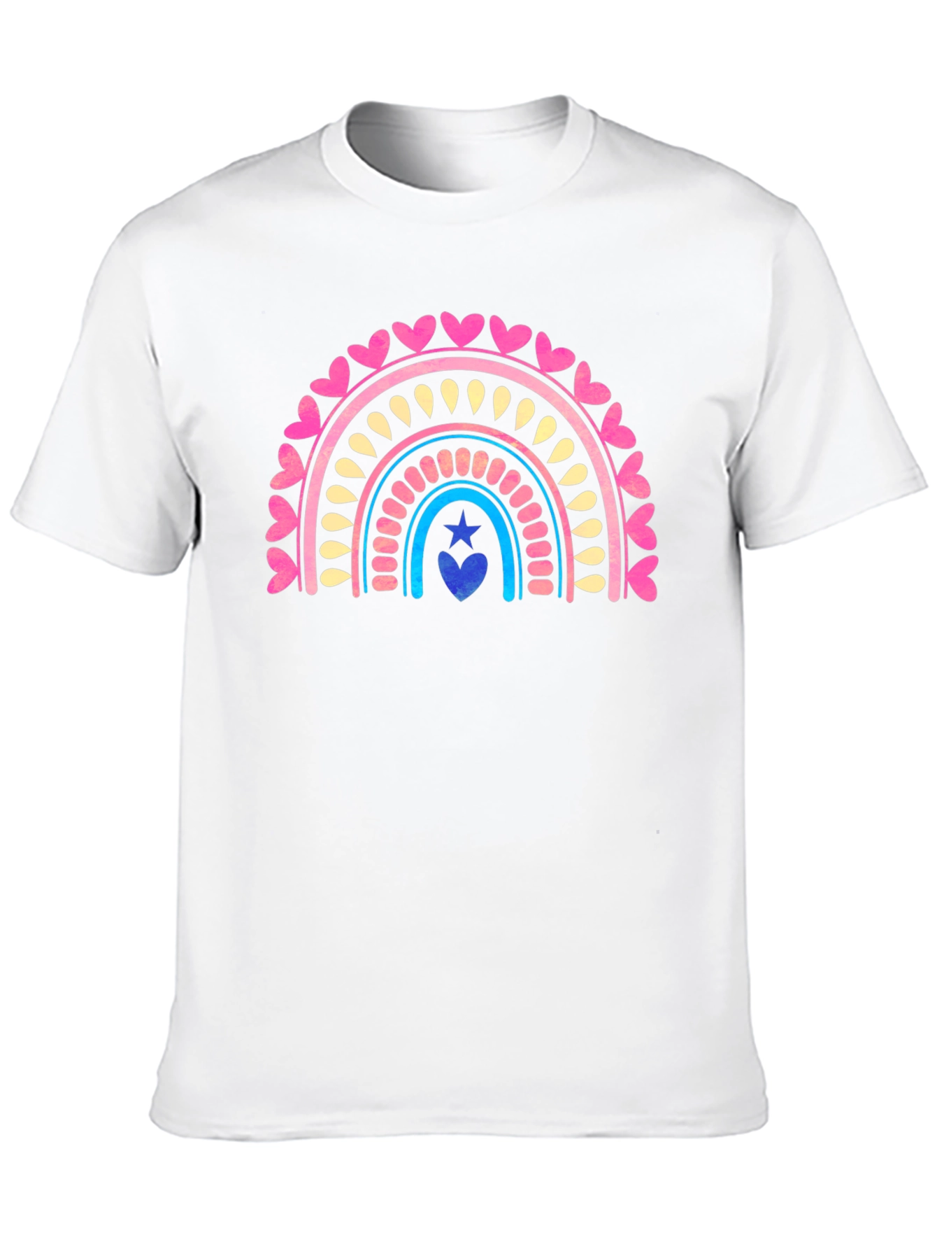Heart Rainbow Graphic Tee - Stylish Casual Comfort