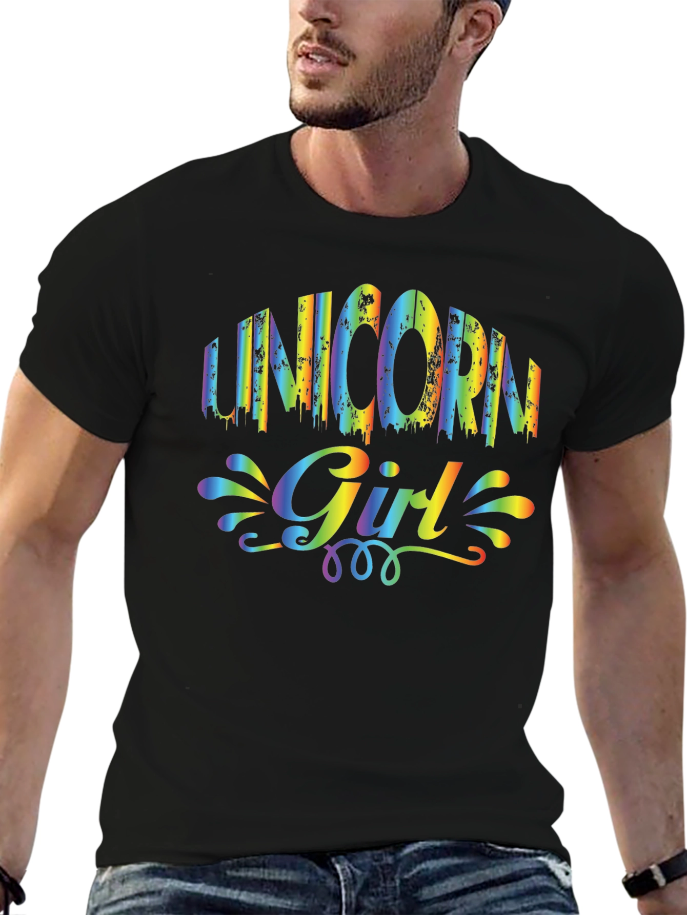 Unicorn Girl Rainbow Graphic T-Shirt