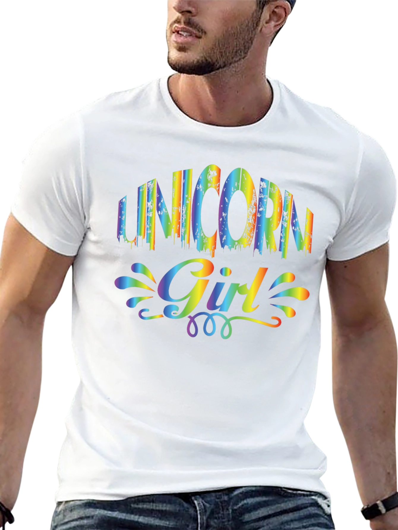 Unicorn Girl Rainbow Graphic T-Shirt