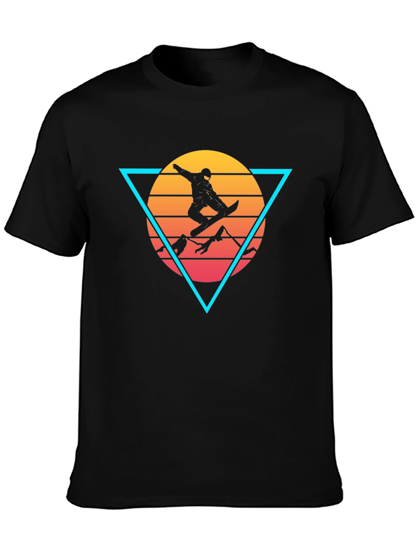 Retro Snowboarder Triangle Graphic Tee - Black