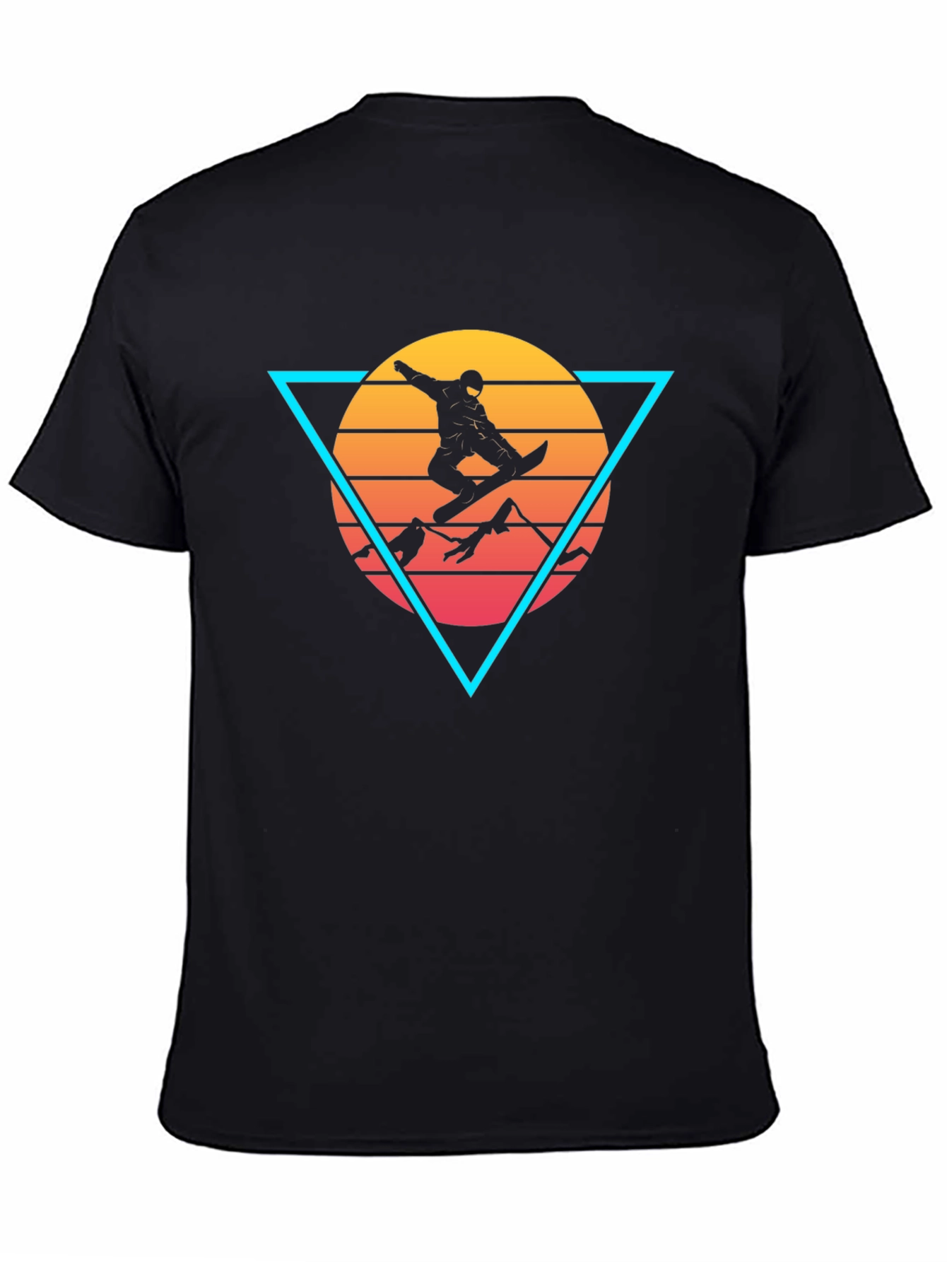 Retro Snowboarder Triangle Graphic Tee - Black