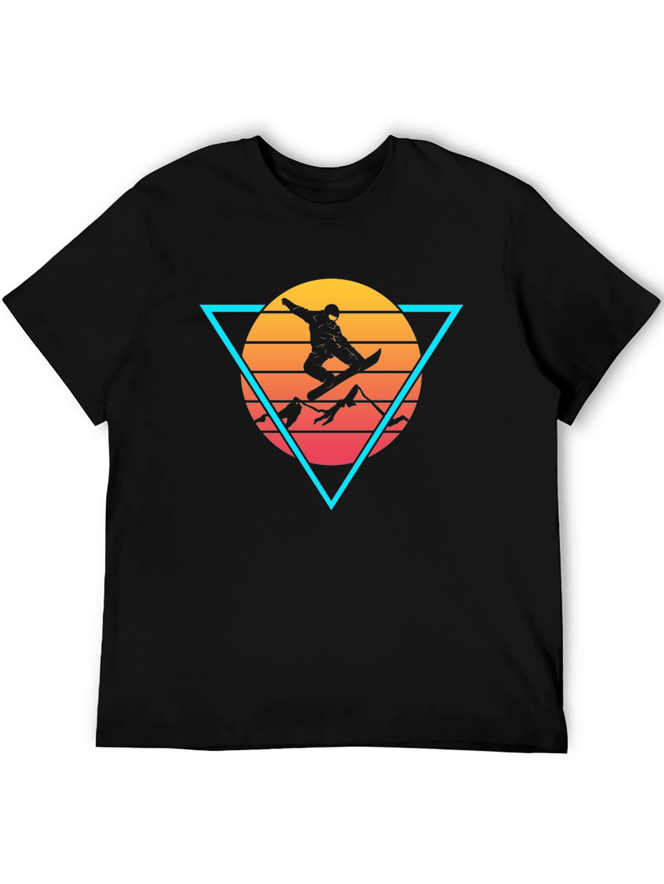 Retro Snowboarder Triangle Graphic Tee - Black