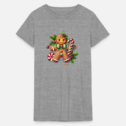 Happy gingerbread man with candy cane