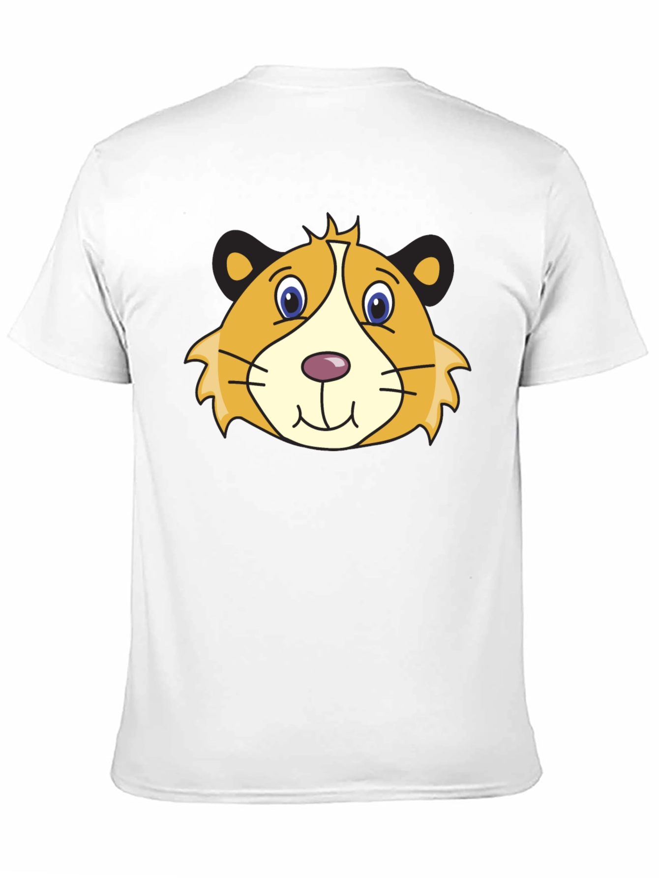 Cartoon Guinea Pig Graphic Tee - Black Cotton T-Shirt