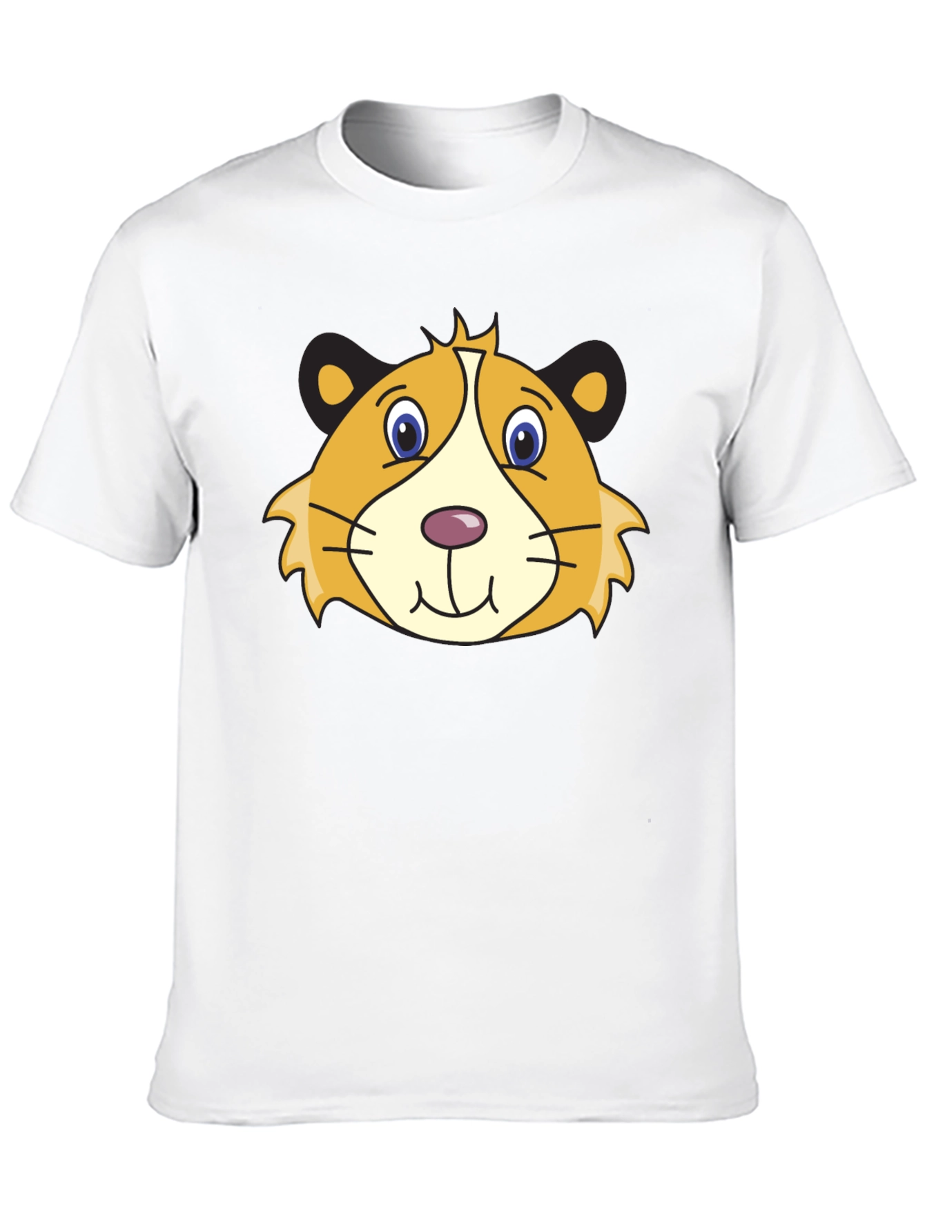 Cartoon Guinea Pig Graphic Tee - Black Cotton T-Shirt