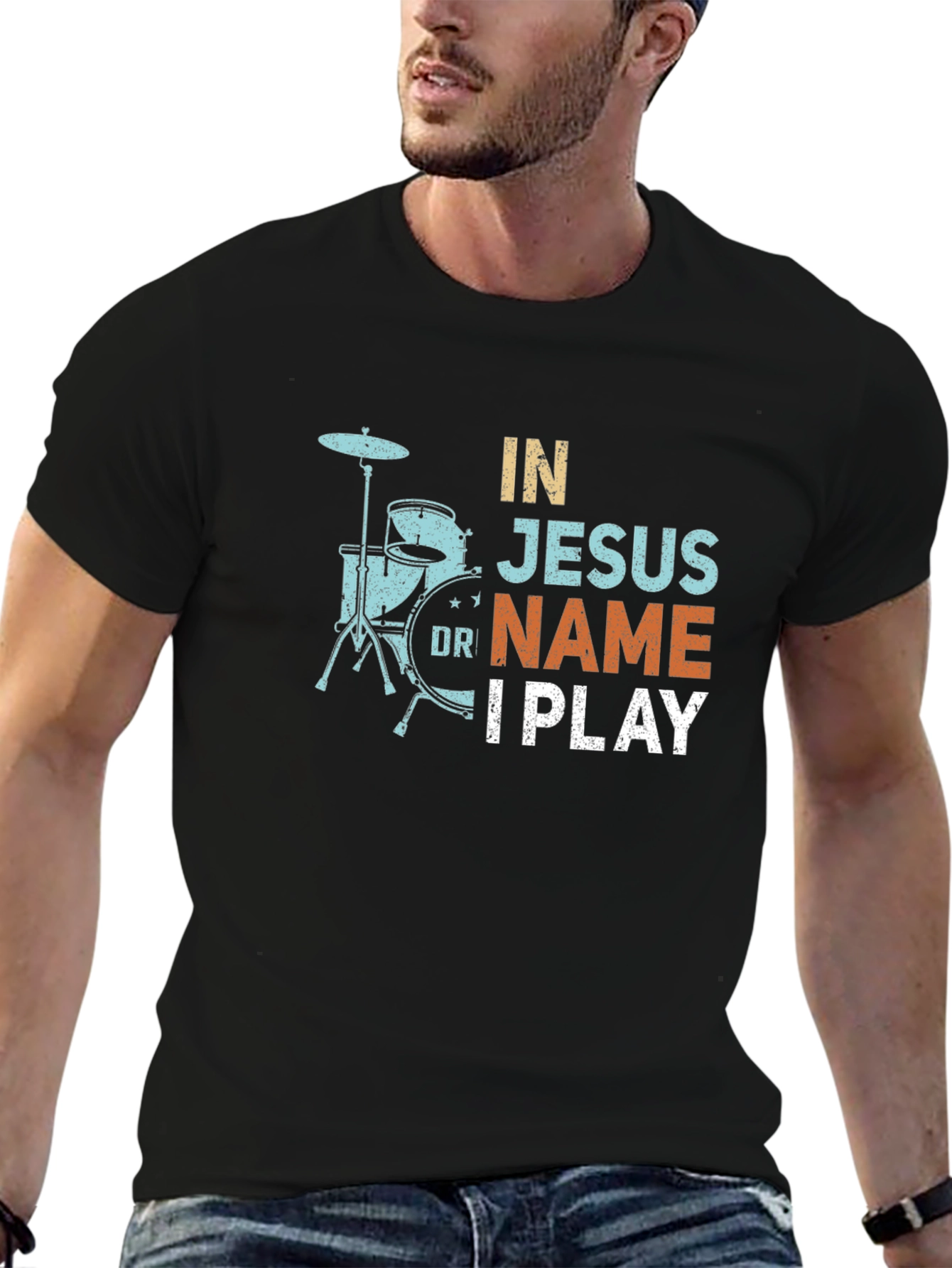 In Jesus Name I Play Drummer T-Shirt