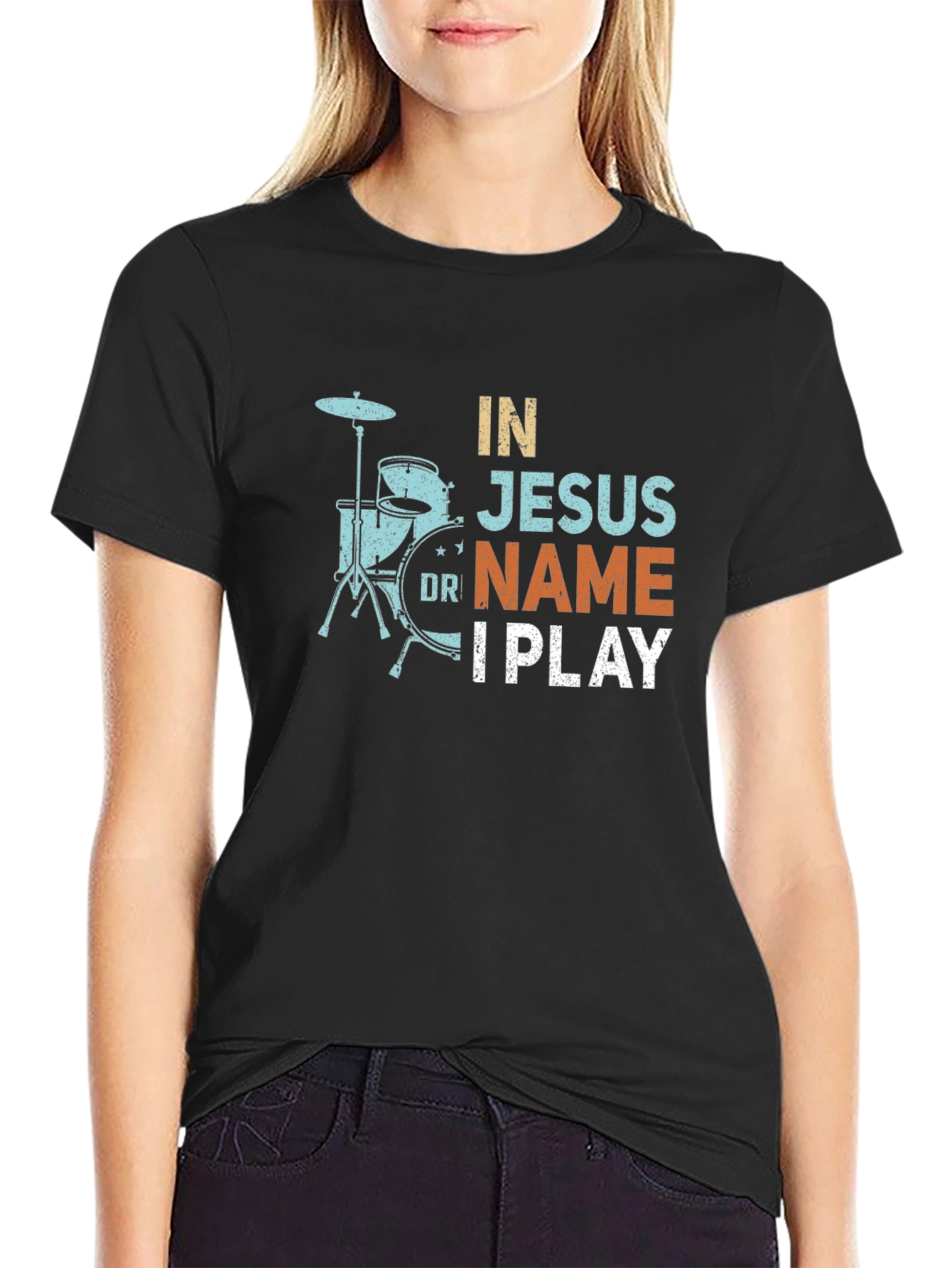 In Jesus Name I Play Drummer T-Shirt
