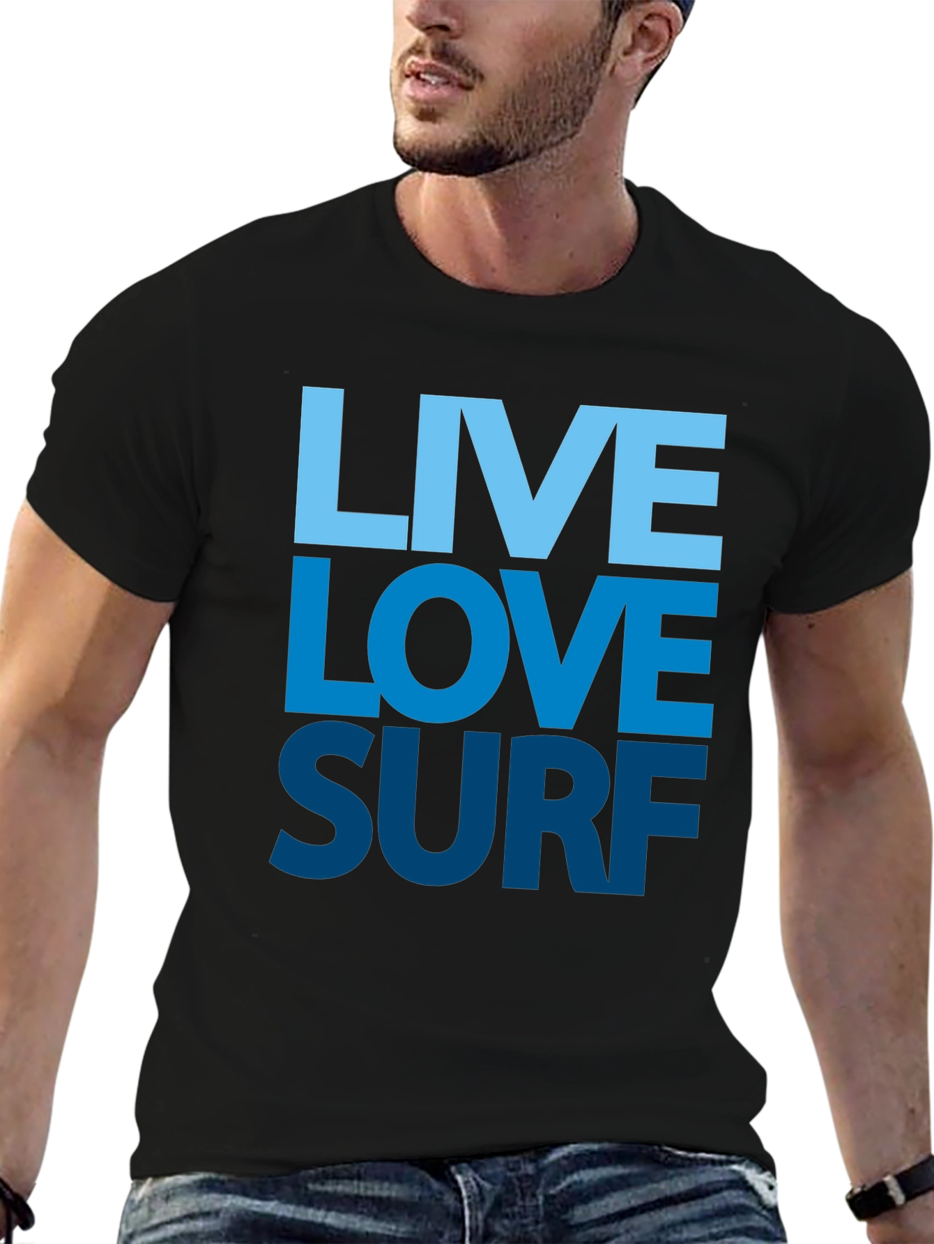Live Love Surf Graphic Tee - Mens Black T-Shirt