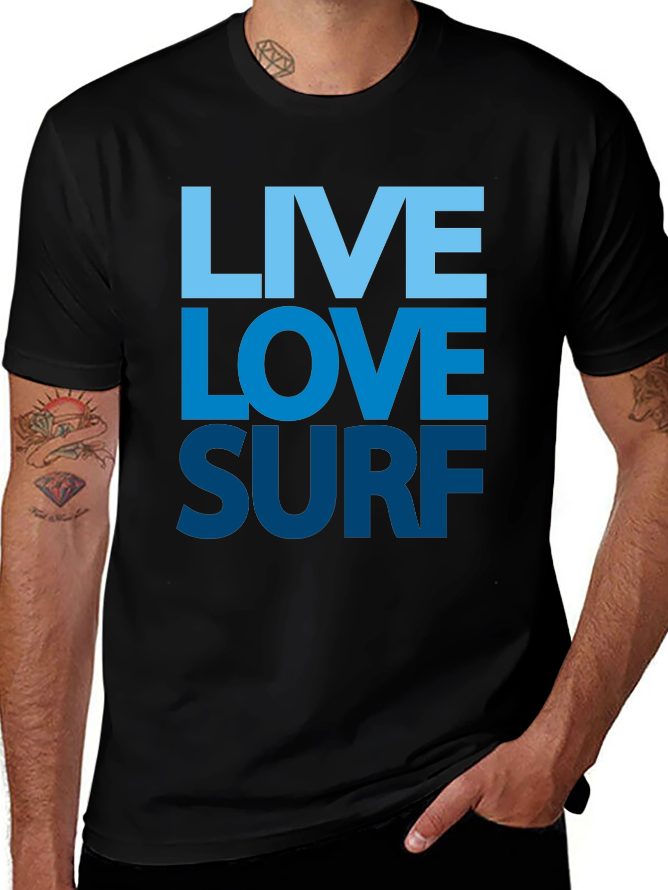 Live Love Surf Graphic Tee - Mens Black T-Shirt