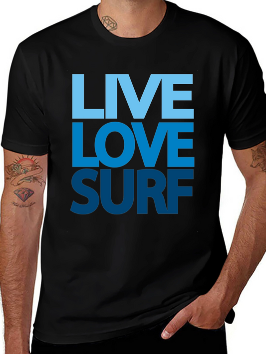 Live Love Surf Graphic Tee - Mens Black T-Shirt