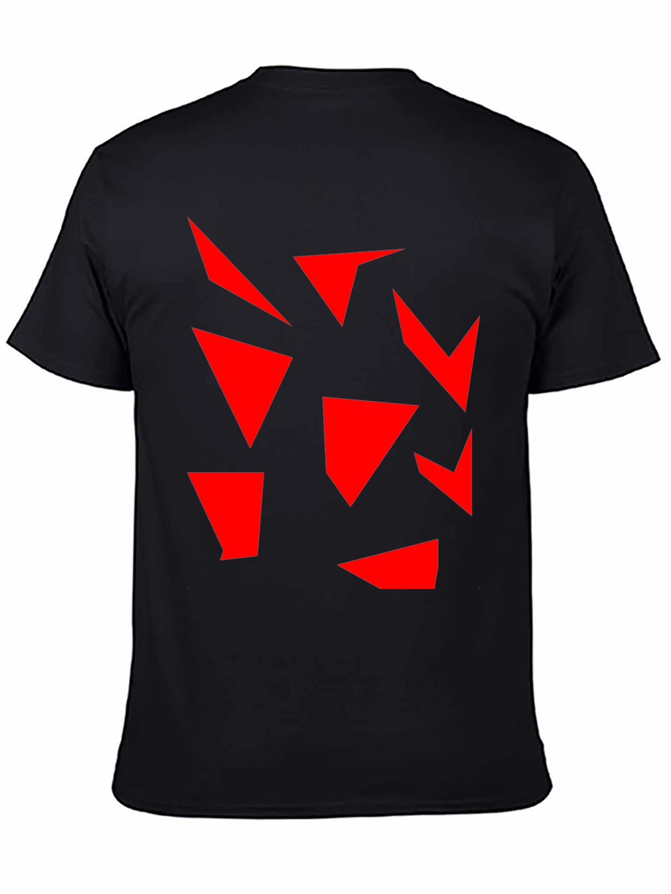 Abstract Geometric Red on Black T-Shirt