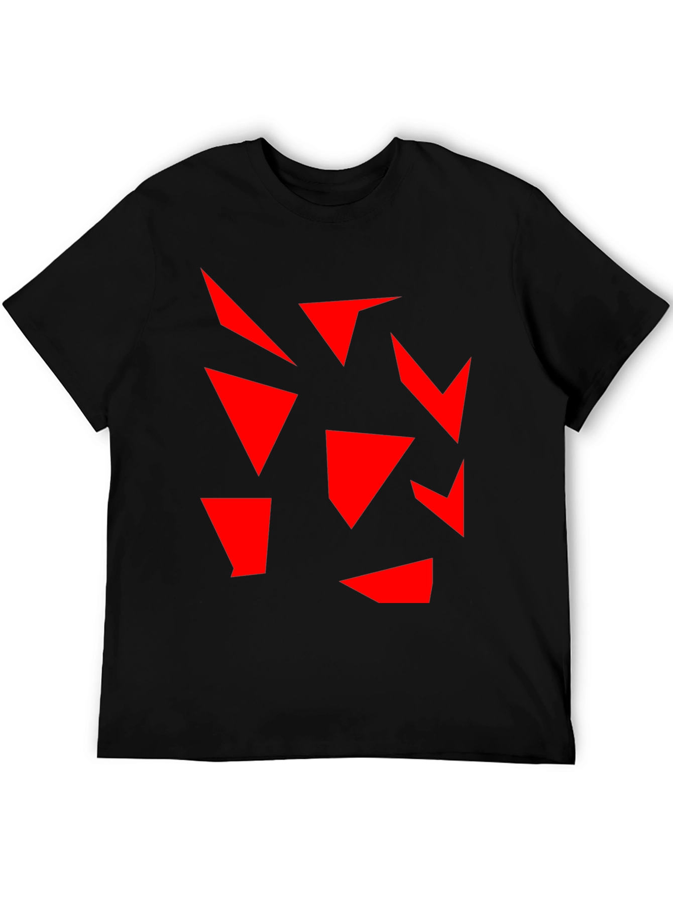 Abstract Geometric Red on Black T-Shirt