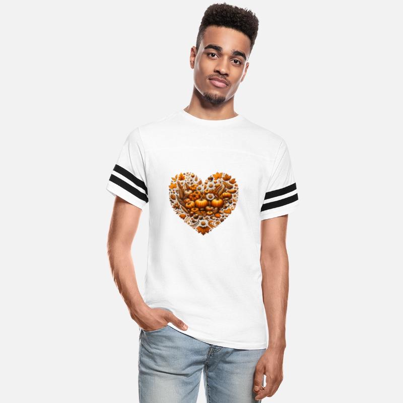 Heart filled with pumpkins, leaves and nuts