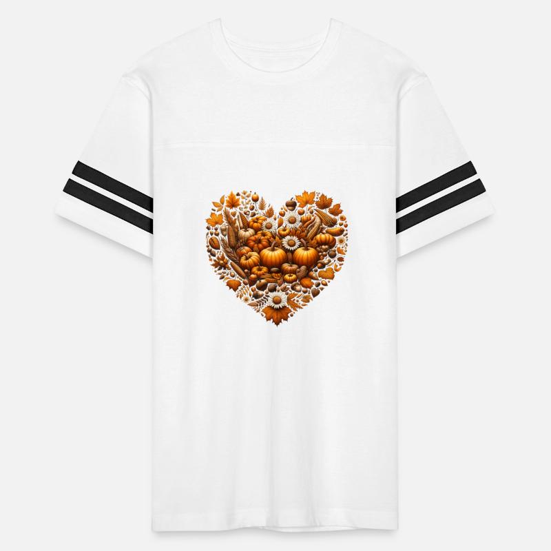 Heart filled with pumpkins, leaves and nuts