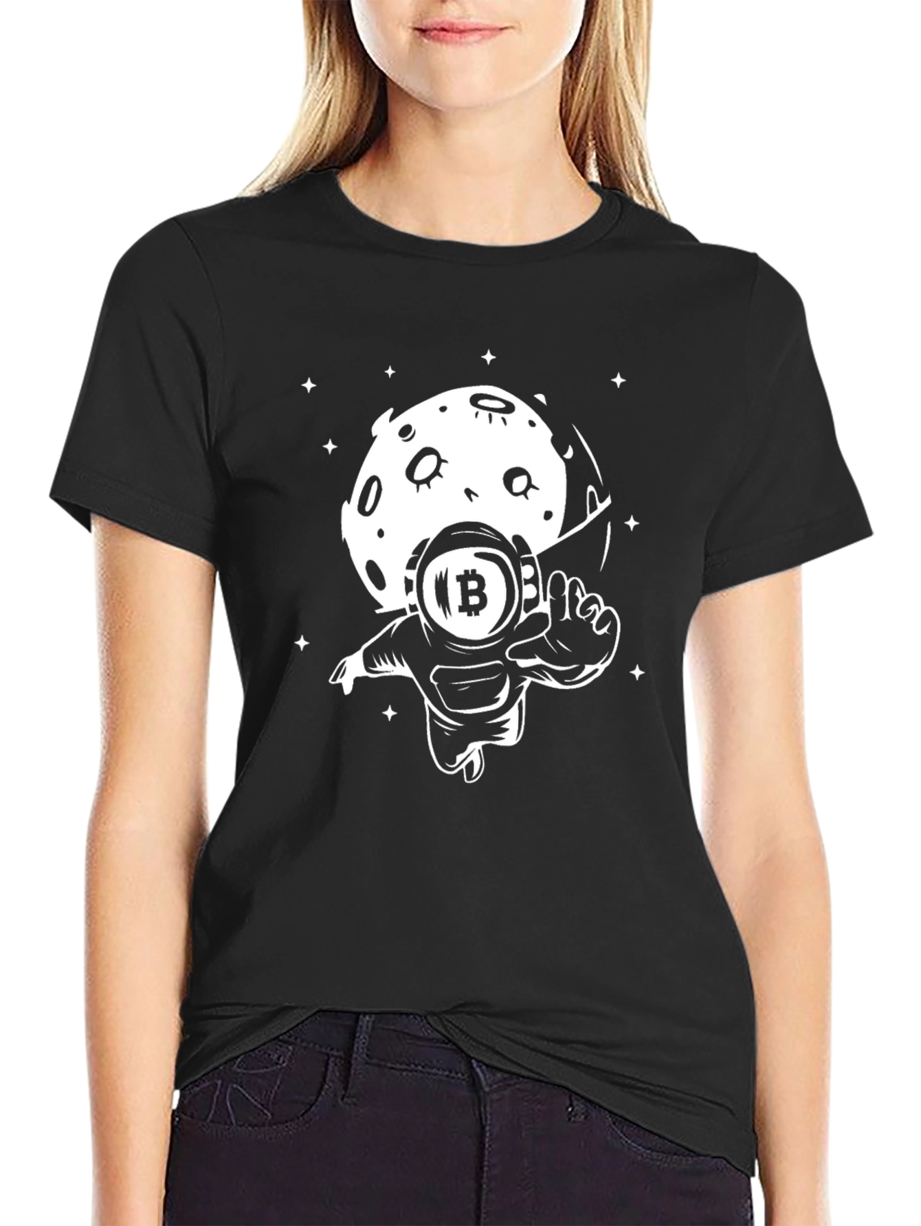 Bitcoin Astronaut Black T-Shirt - Crypto to the Moon!