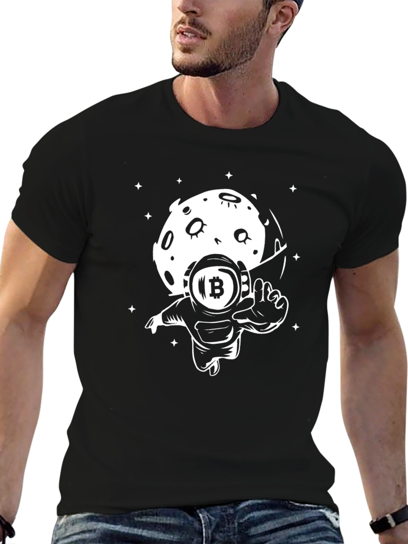 Bitcoin Astronaut Black T-Shirt - Crypto to the Moon!