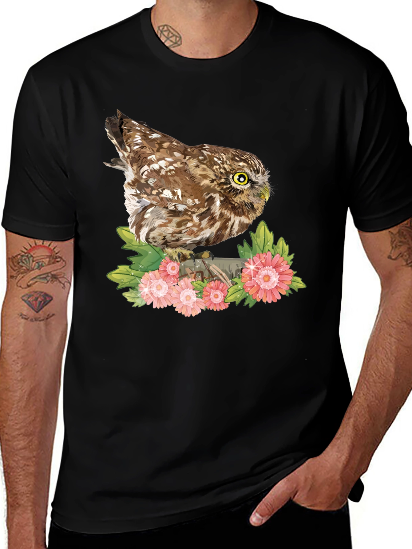 Owl & Floral Print Tee