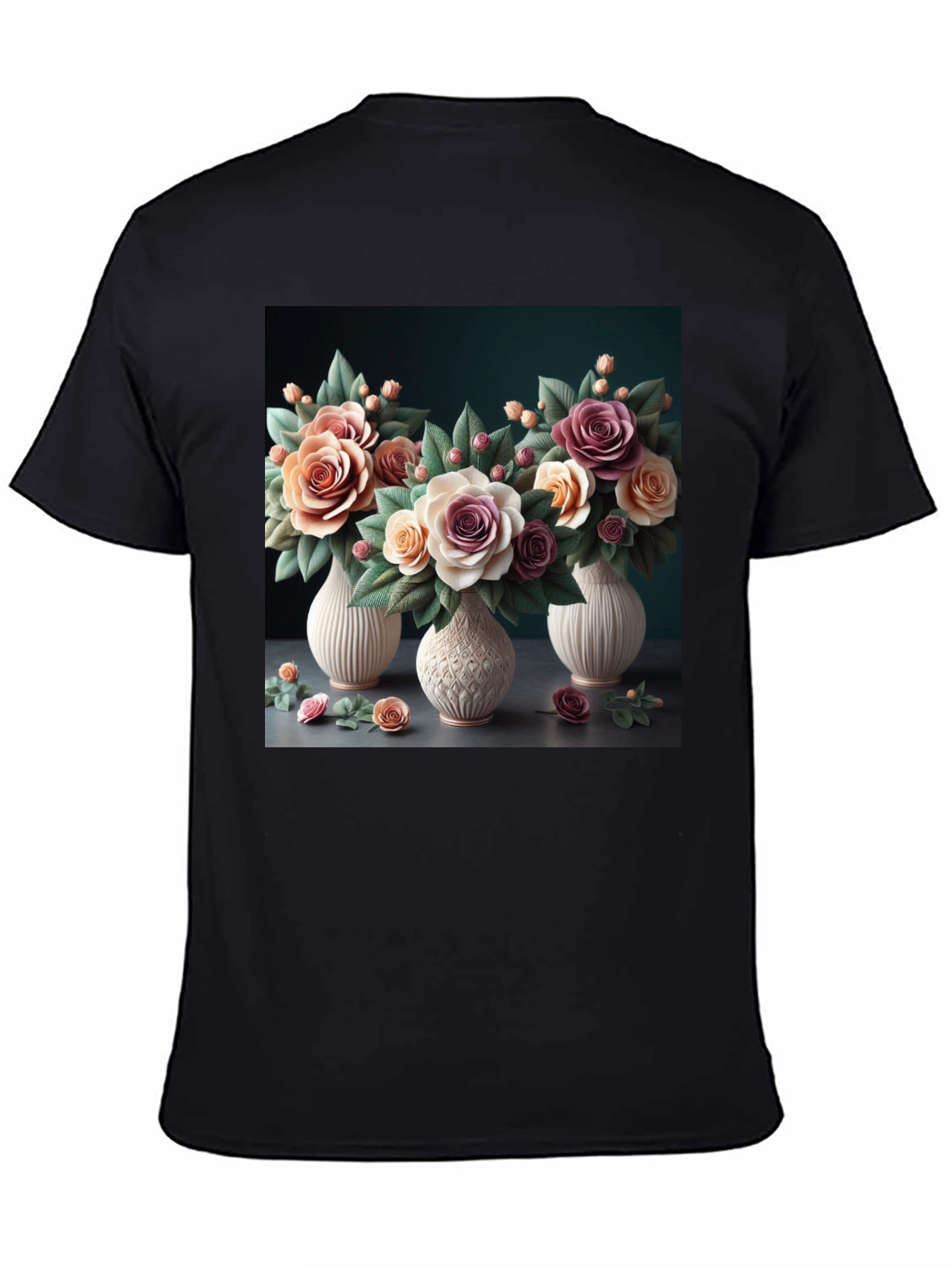 Floral Vase T-Shirt: Elegant Botanical Design