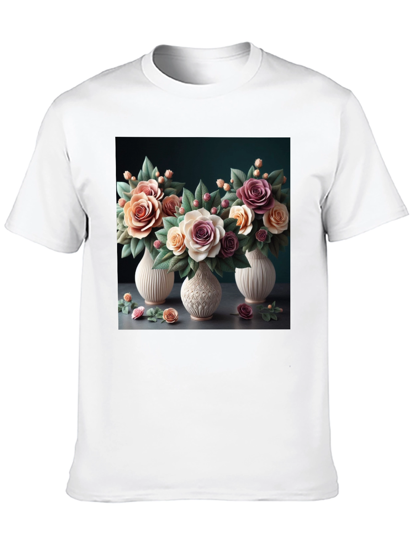 Floral Vase T-Shirt: Elegant Botanical Design