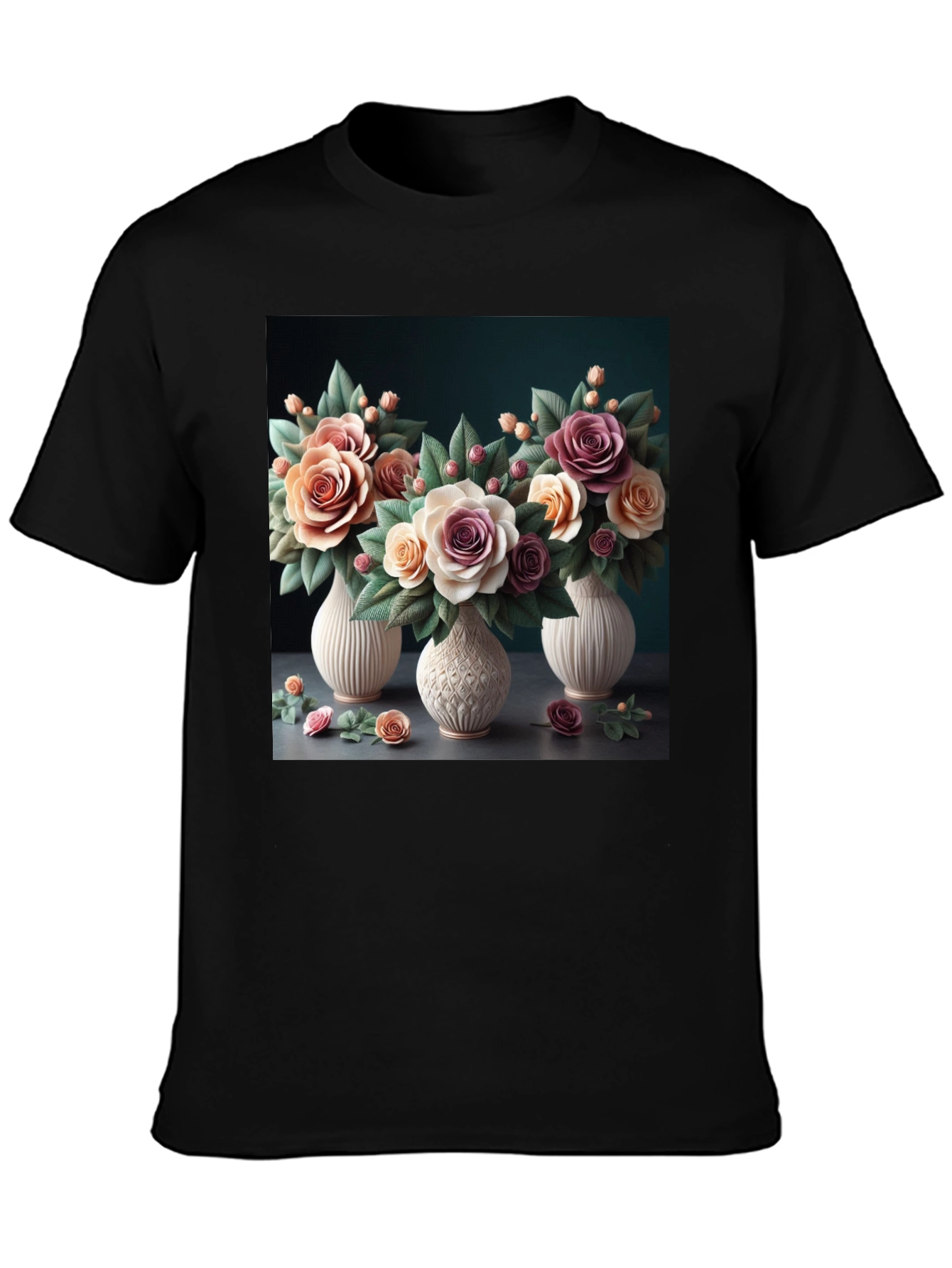 Floral Vase T-Shirt: Elegant Botanical Design