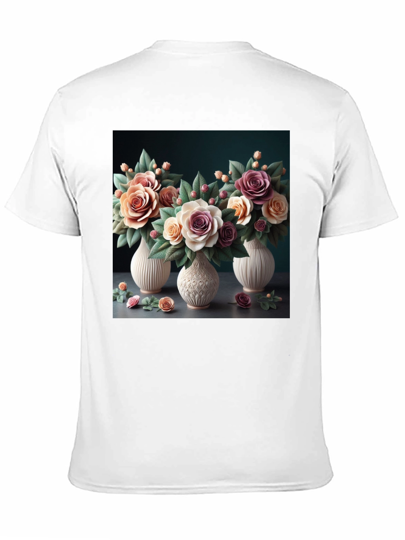 Floral Vase T-Shirt: Elegant Botanical Design