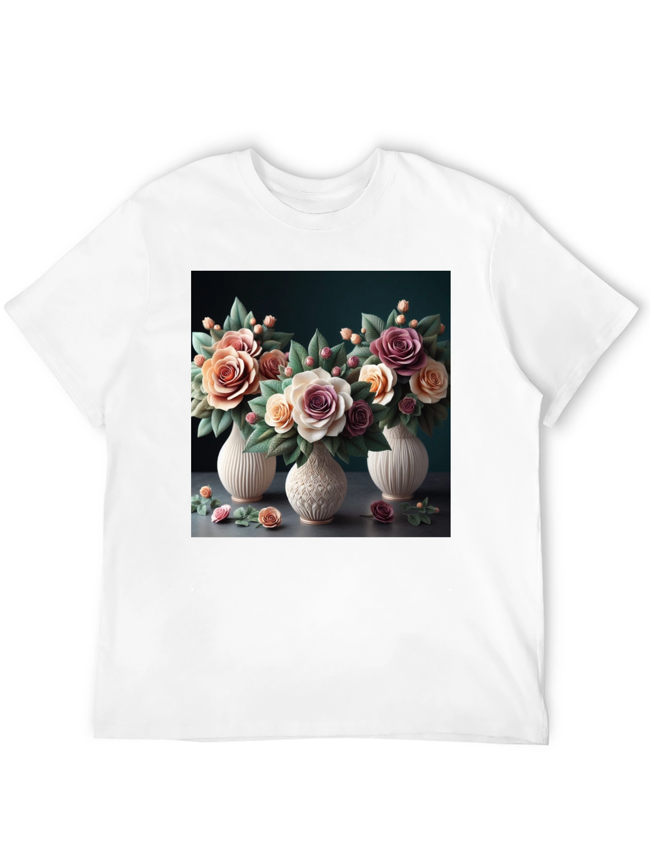Floral Vase T-Shirt: Elegant Botanical Design