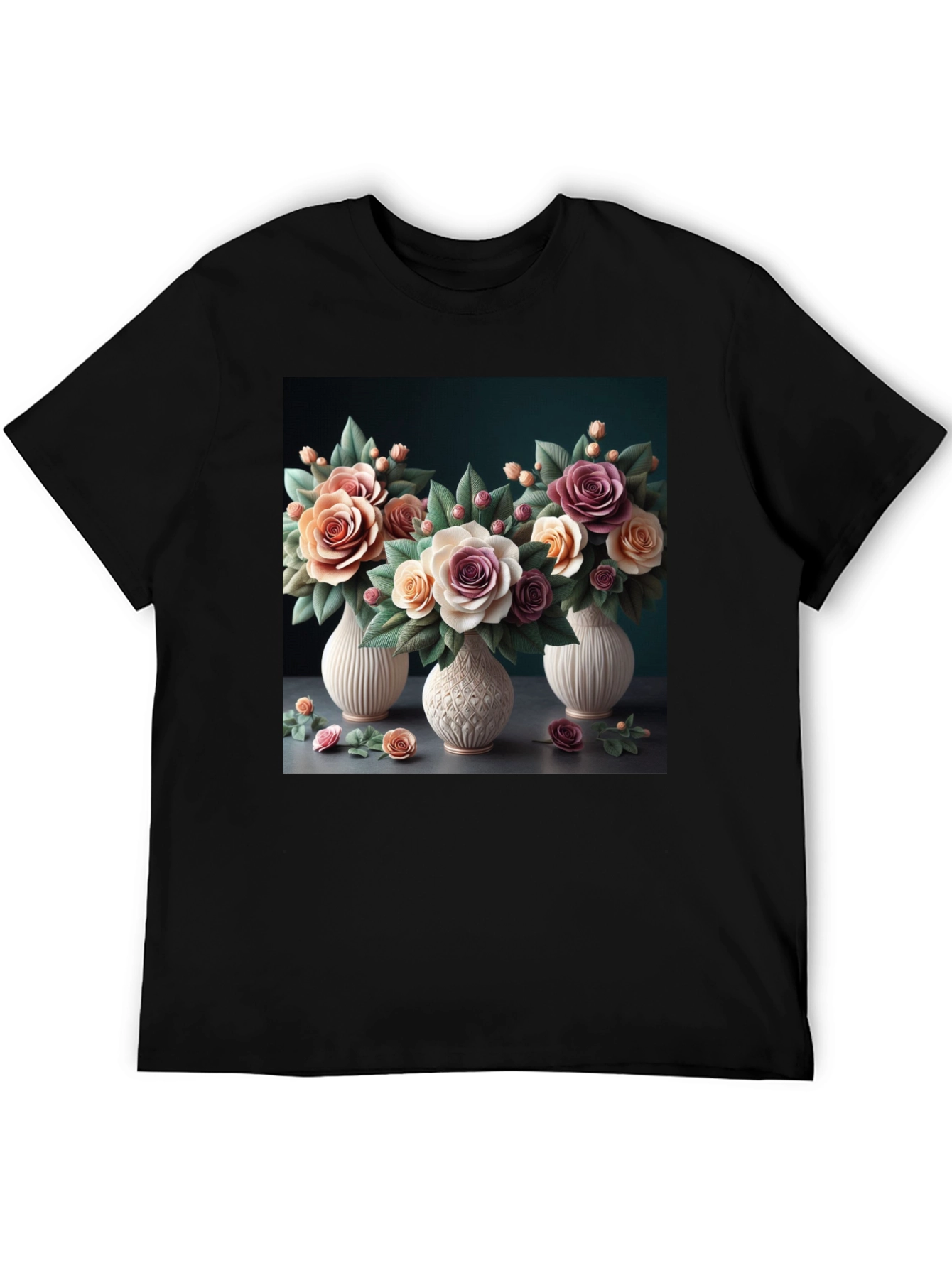 Floral Vase T-Shirt: Elegant Botanical Design