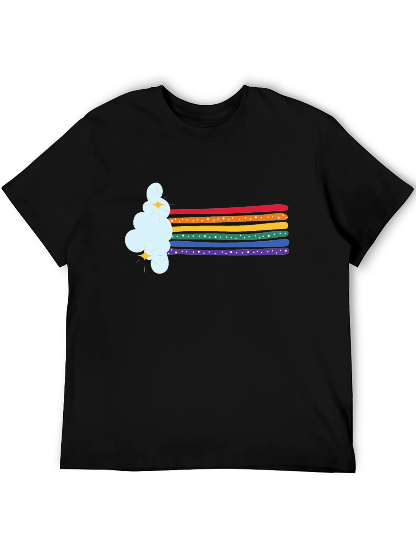 Rainbow Cloud Graphic Tee - Soft Black T-Shirt