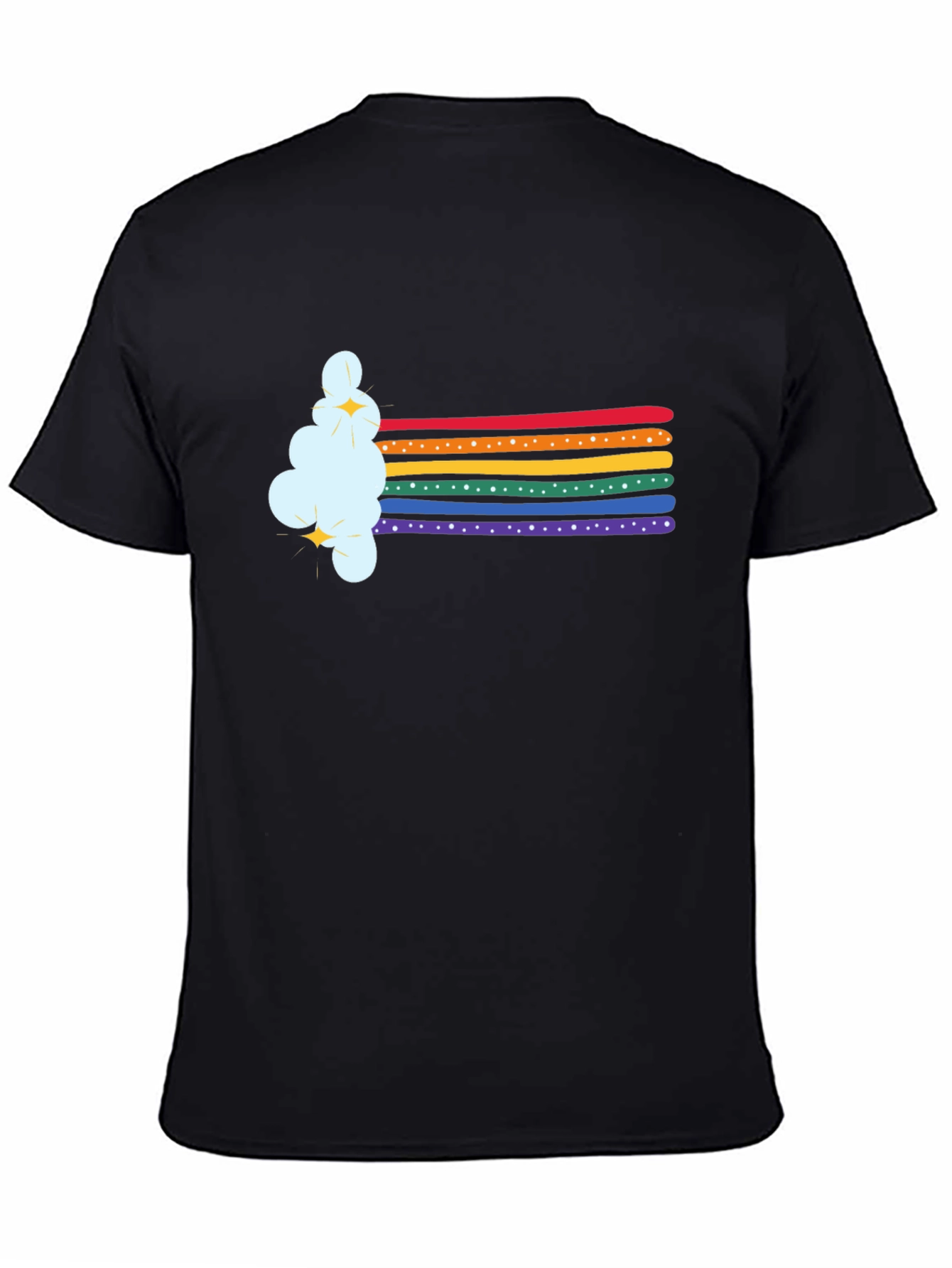 Rainbow Cloud Graphic Tee - Soft Black T-Shirt
