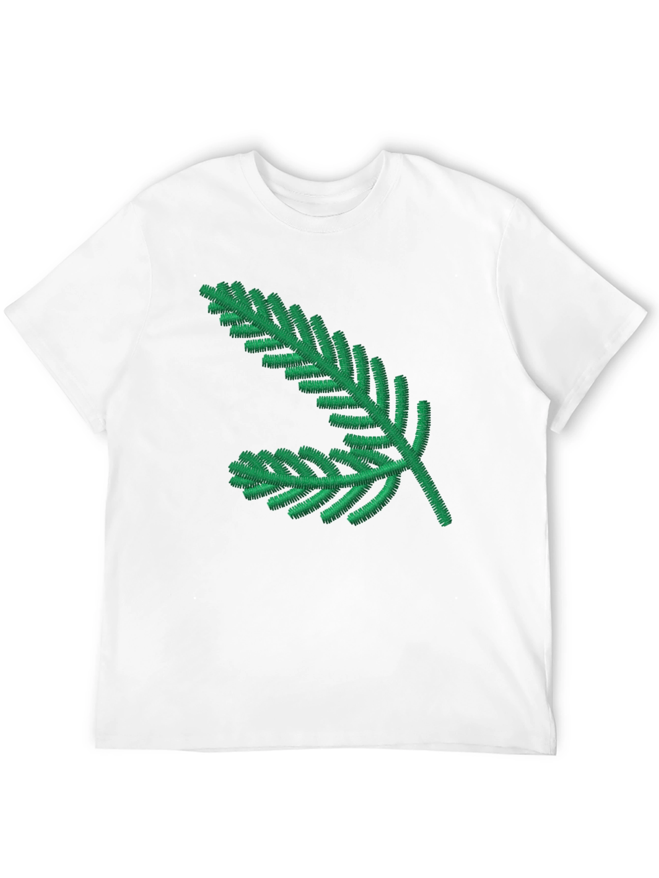 Green Pine Branch Black T-Shirt